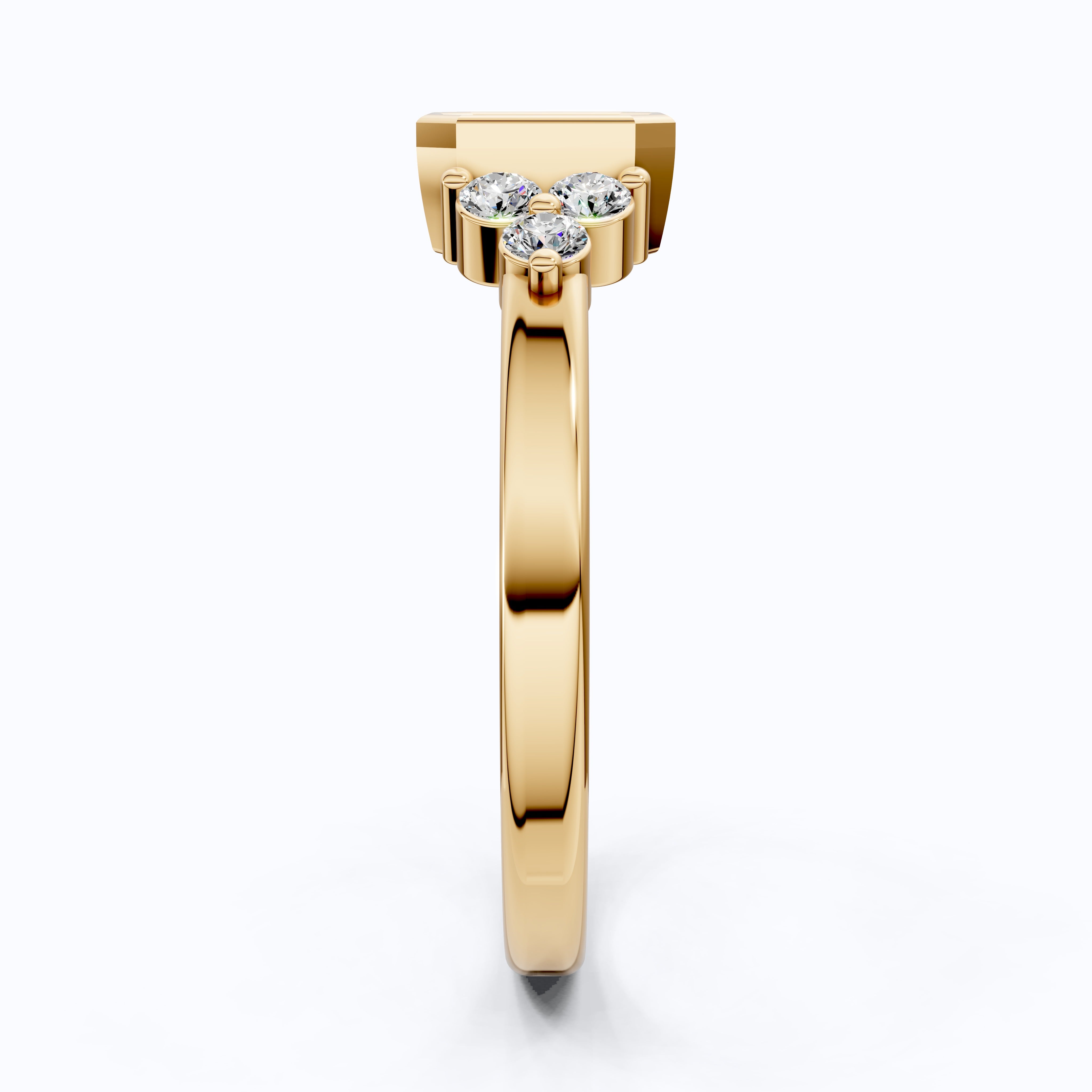 Unique Emerald Centerpiece Engagement Ring in 14K Solid Gold, 0.45 CT Emerald Cut Lab Created Diamond, Engagement Ring, Gift For Her