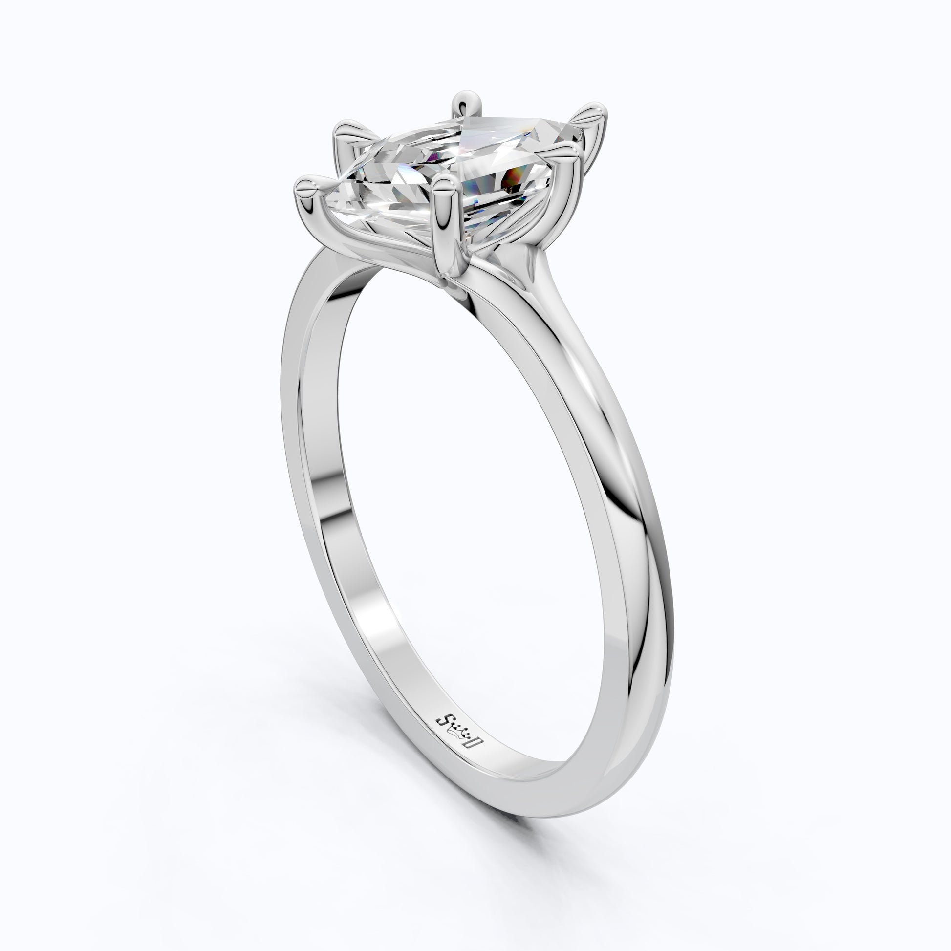 Unique Six Prong Solitaire Engagement Ring in 14k Solid Gold, 1.00 CT Dutch Marquise Cut Lab Created Diamond, Promise Ring, Gift for Women