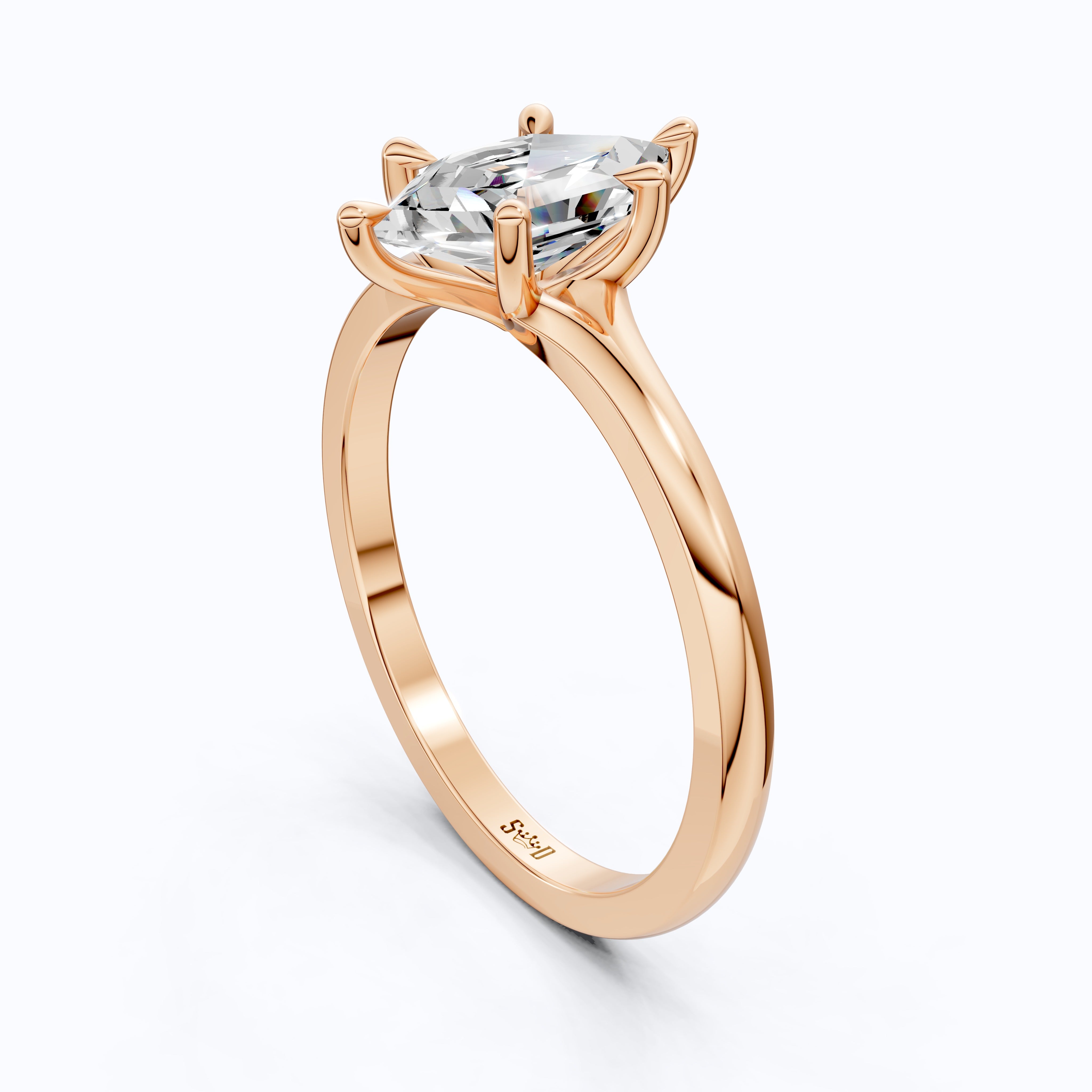 Unique Six Prong Solitaire Engagement Ring in 14k Solid Gold, 1.00 CT Dutch Marquise Cut Lab Created Diamond, Promise Ring, Gift for Women