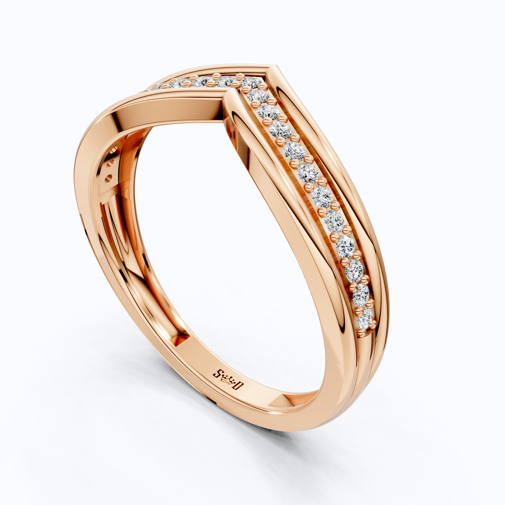 14K White Gold Curved Lab Diamond Band – Stackable Wedding Ring, Trending Bridal Gift for Her