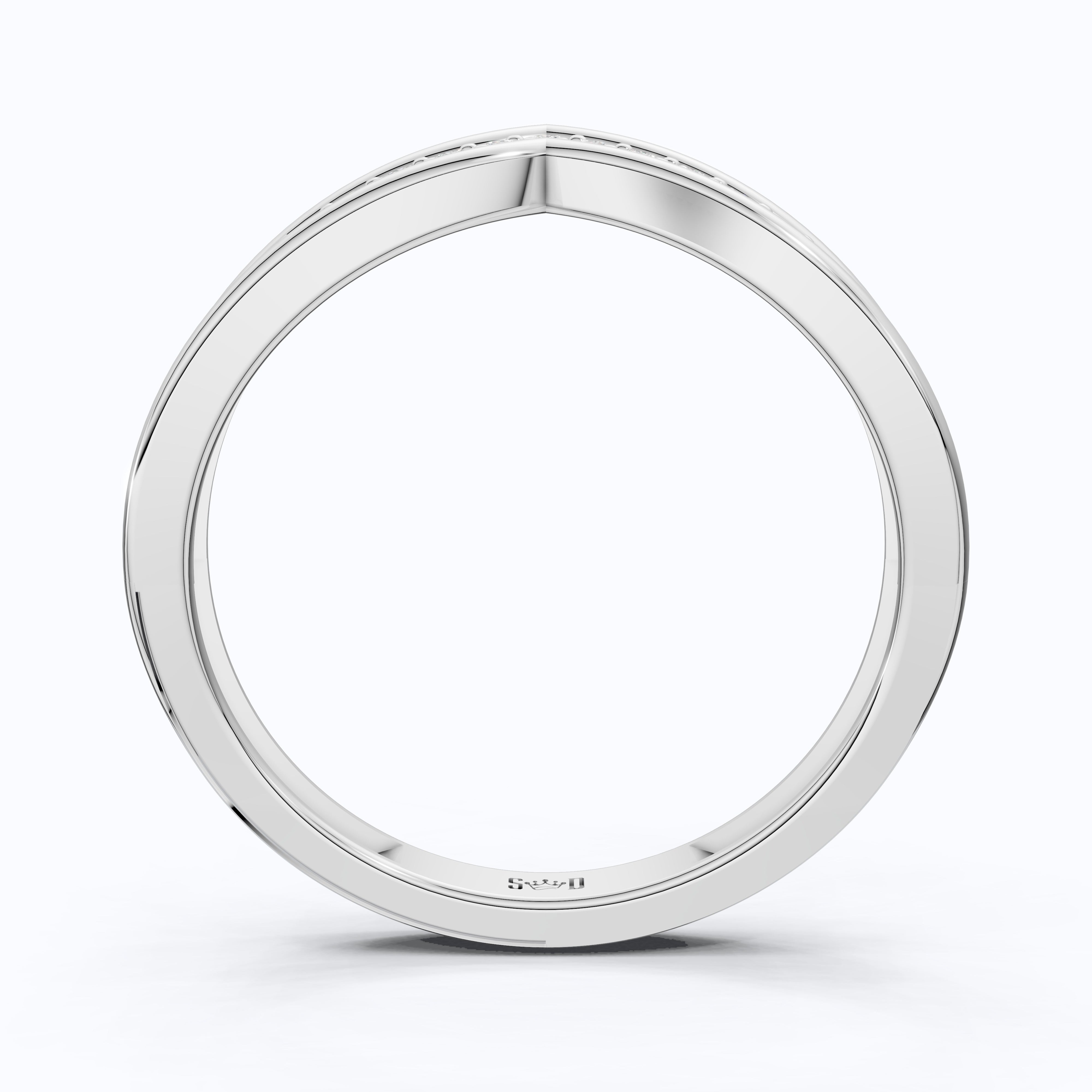 14K White Gold Curved Lab Diamond Band – Stackable Wedding Ring, Trending Bridal Gift for Her