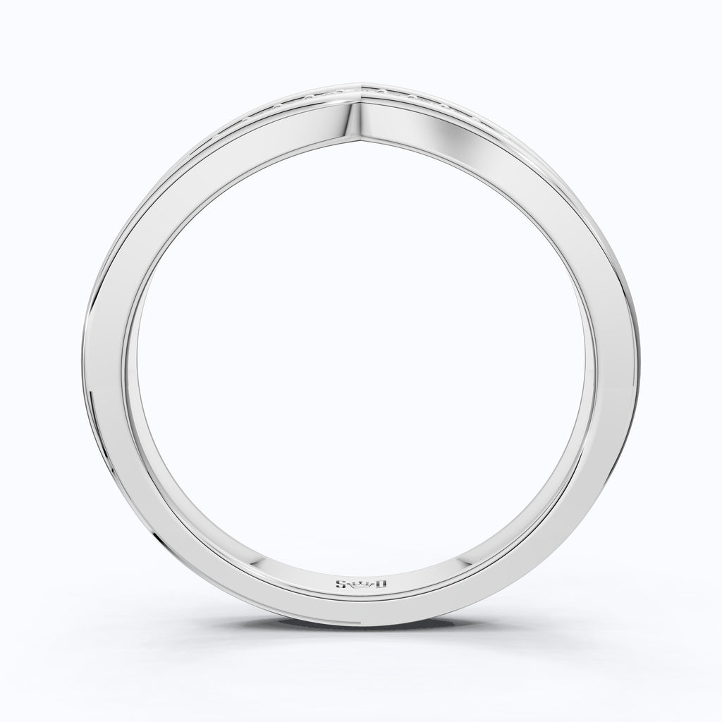 14K White Gold Curved Lab Diamond Band – Stackable Wedding Ring, Trending Bridal Gift for Her