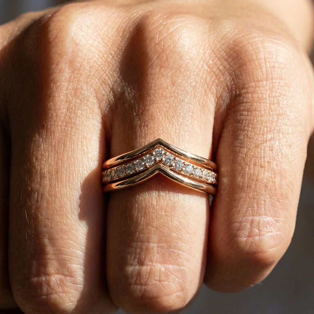 14K White Gold Curved Lab Diamond Band – Stackable Wedding Ring, Trending Bridal Gift for Her