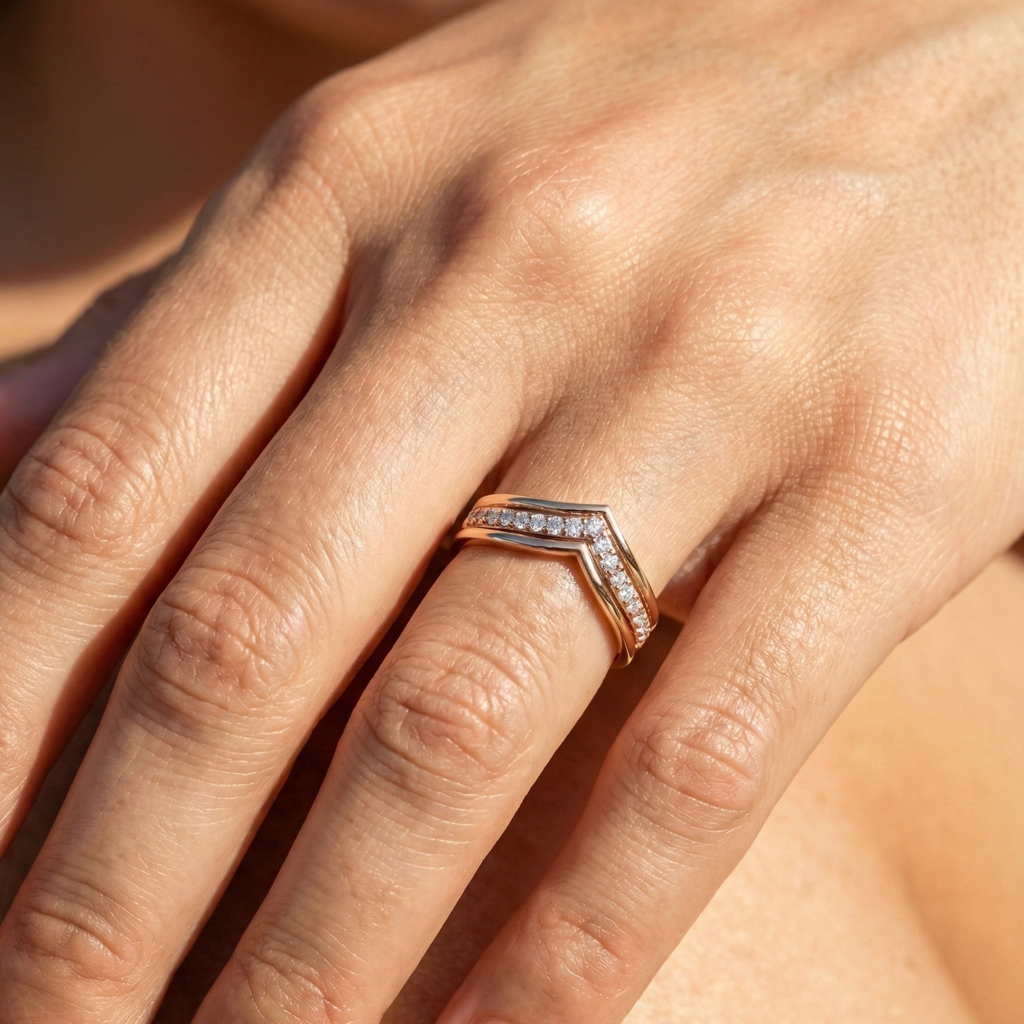 14K White Gold Curved Lab Diamond Band – Stackable Wedding Ring, Trending Bridal Gift for Her