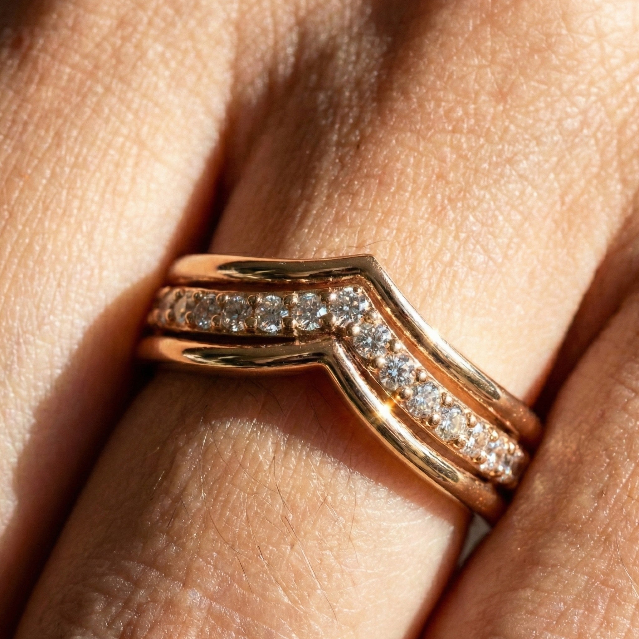 14K White Gold Curved Lab Diamond Band – Stackable Wedding Ring, Trending Bridal Gift for Her