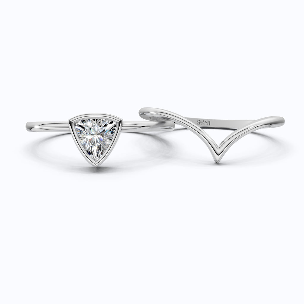 Solitaire Trillion Moissanite Ring with Curved Shank in 14k Solid Gold, 0.50CT Trillion Cut, Lab Diamond,  Engagement Ring for Her