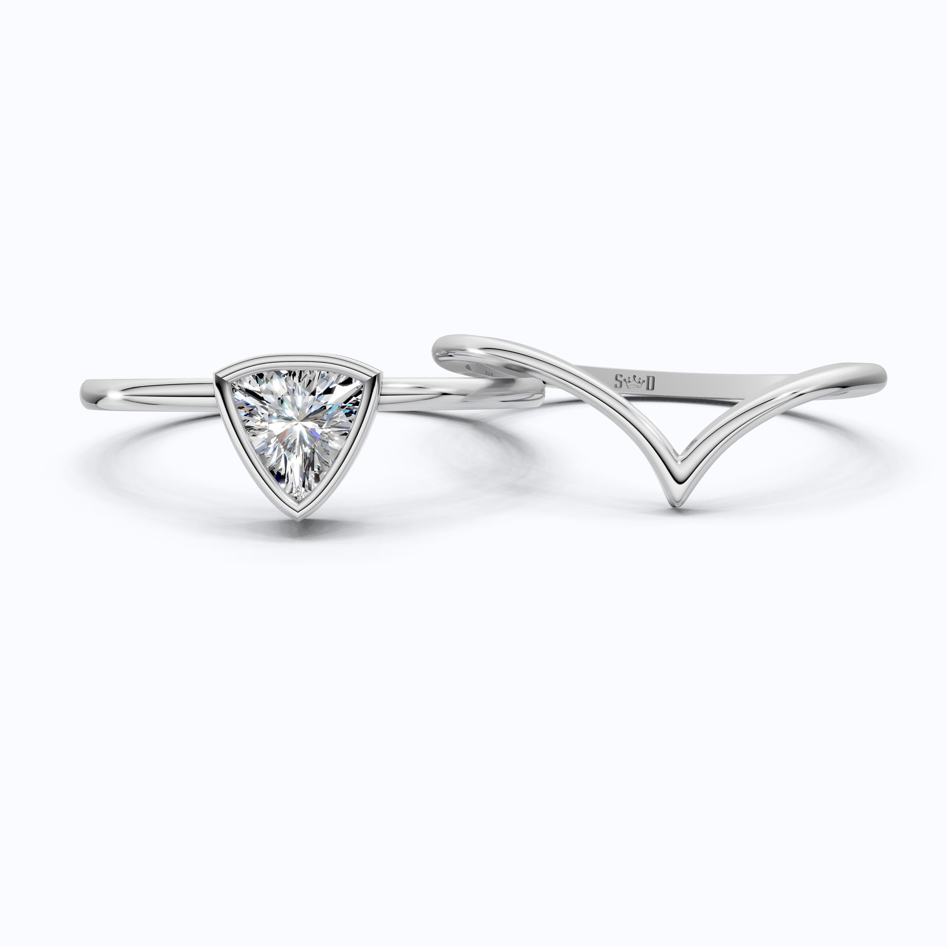 Solitaire Trillion Moissanite Ring with Curved Shank in 14k Solid Gold, 0.50CT Trillion Cut, Lab Diamond,  Engagement Ring for Her