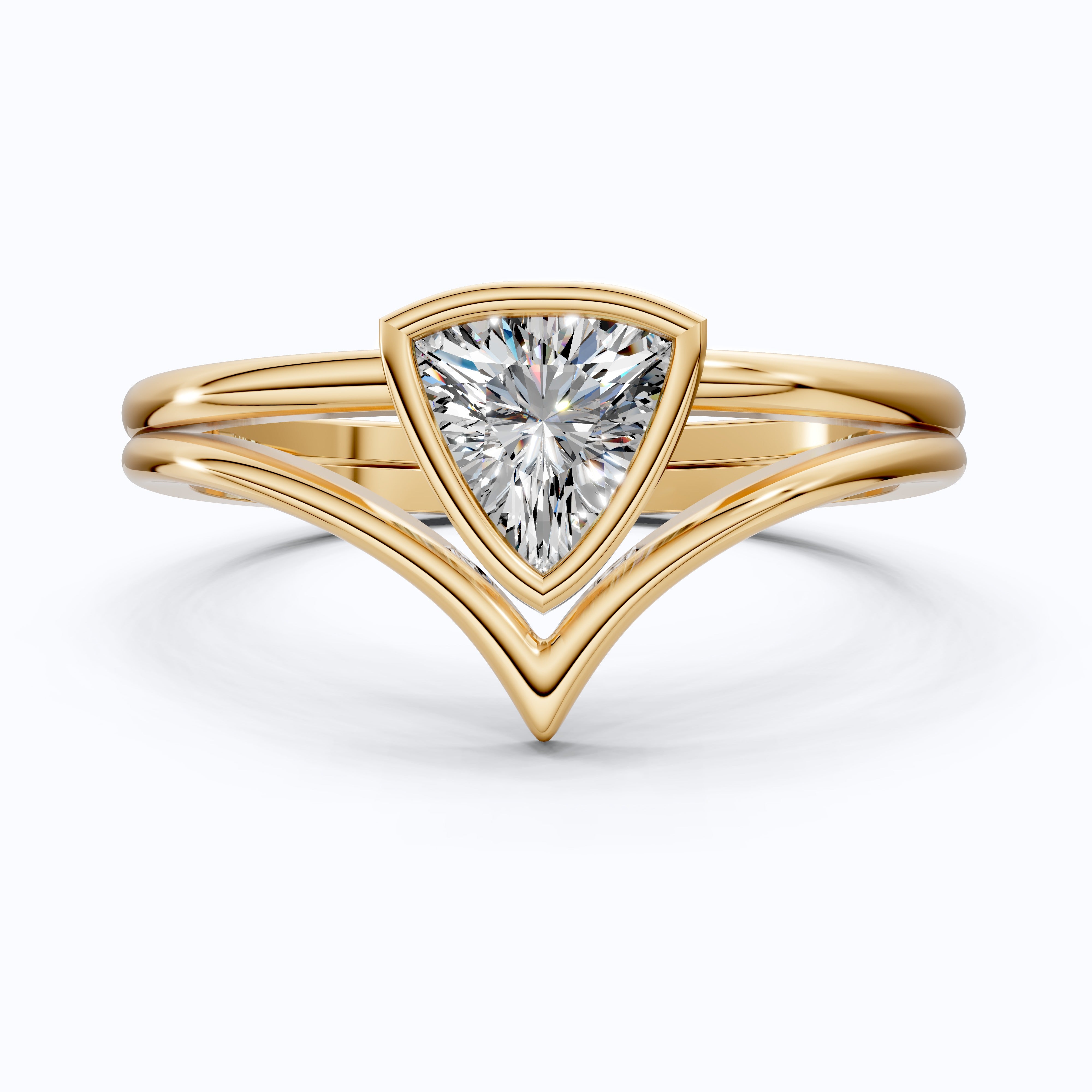 Solitaire Trillion Moissanite Ring with Curved Shank in 14k Solid Gold, 0.50CT Trillion Cut, Lab Diamond,  Engagement Ring for Her