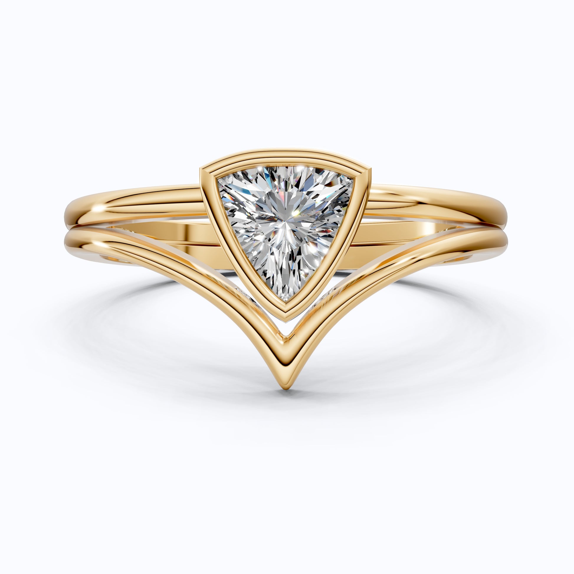 Solitaire Trillion Moissanite Ring with Curved Shank in 14k Solid Gold, 0.50CT Trillion Cut, Lab Diamond,  Engagement Ring for Her