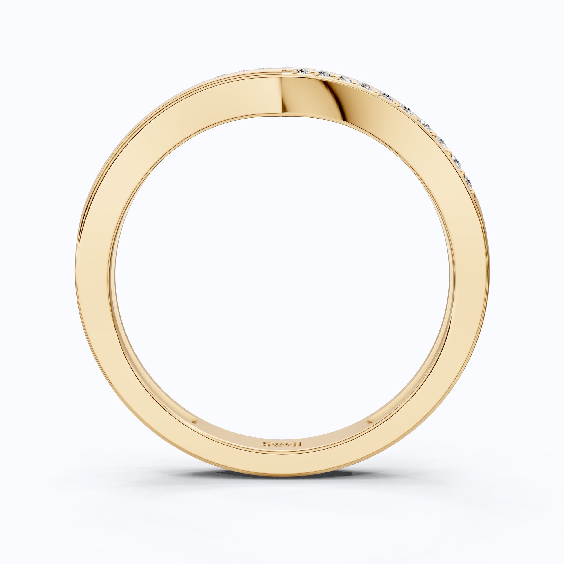 Round Cut Chevron Wedding Band For Women