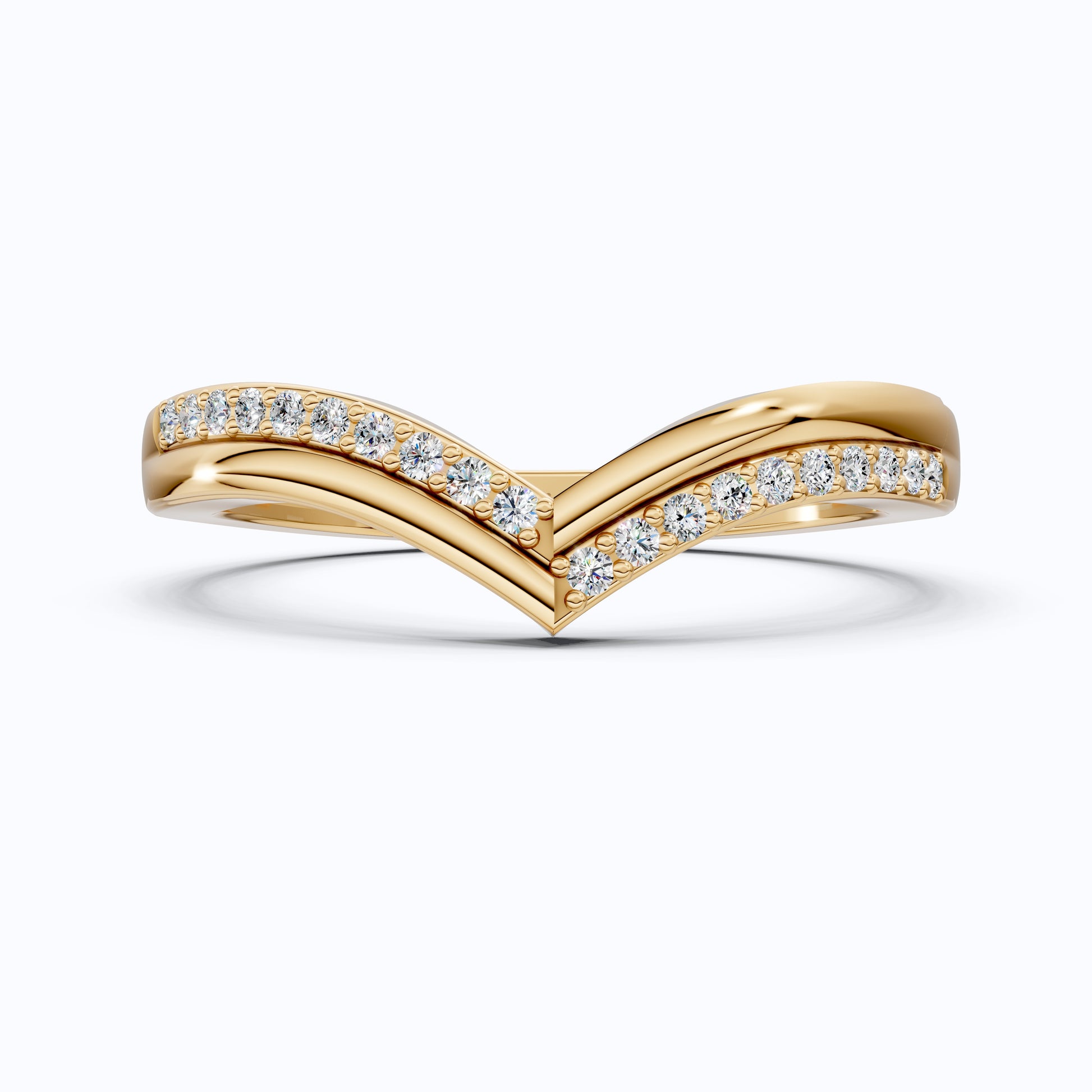 Round Cut Chevron Wedding Band For Women