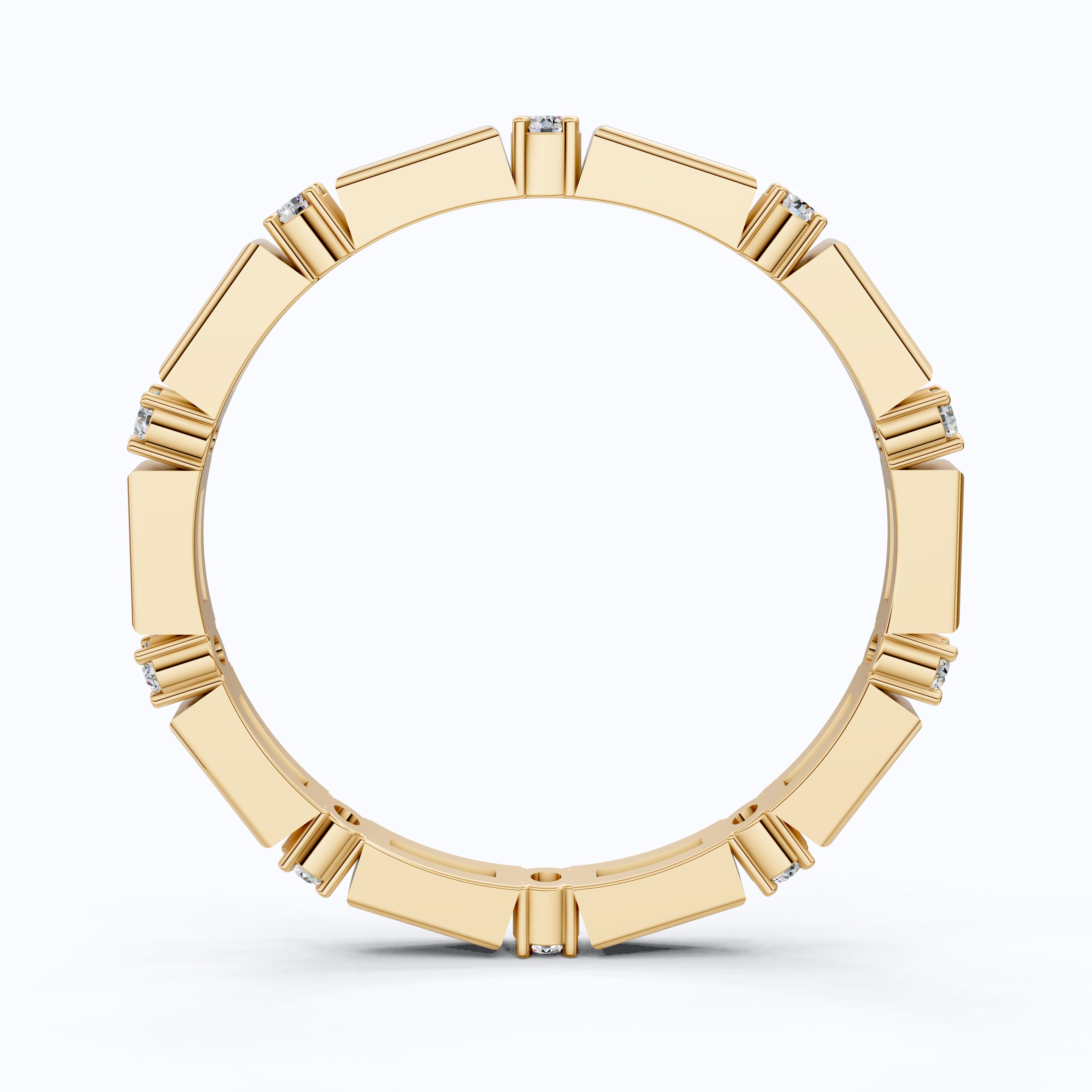 Geometric Eternity Wedding Band in 14k Solid Gold, 0.13 TCW Round Cut Diamonds, Stackable Wedding Ring Gift for Women, Simple Band