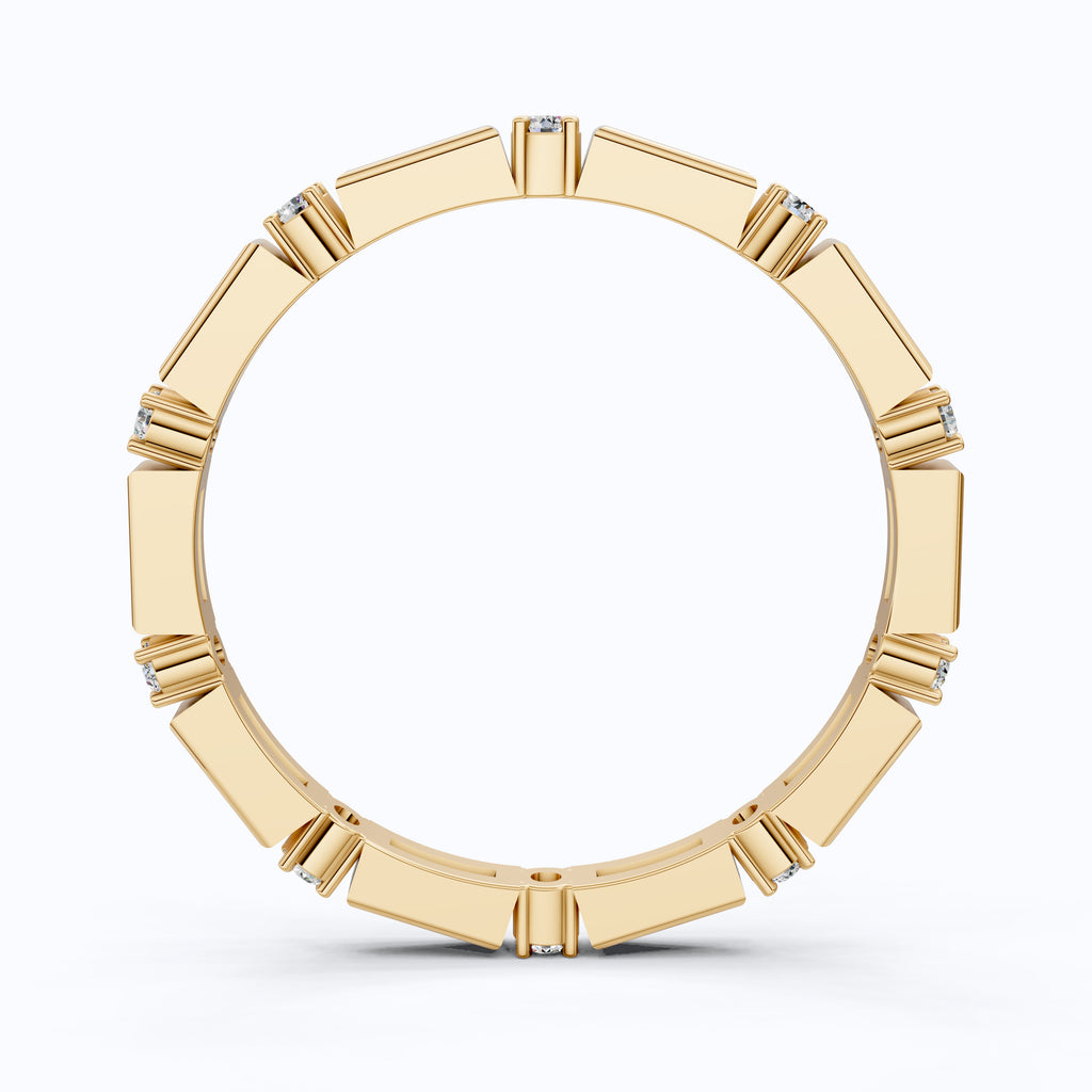 Geometric Eternity Wedding Band in 14k Solid Gold, 0.13 TCW Round Cut Diamonds, Stackable Wedding Ring Gift for Women, Simple Band