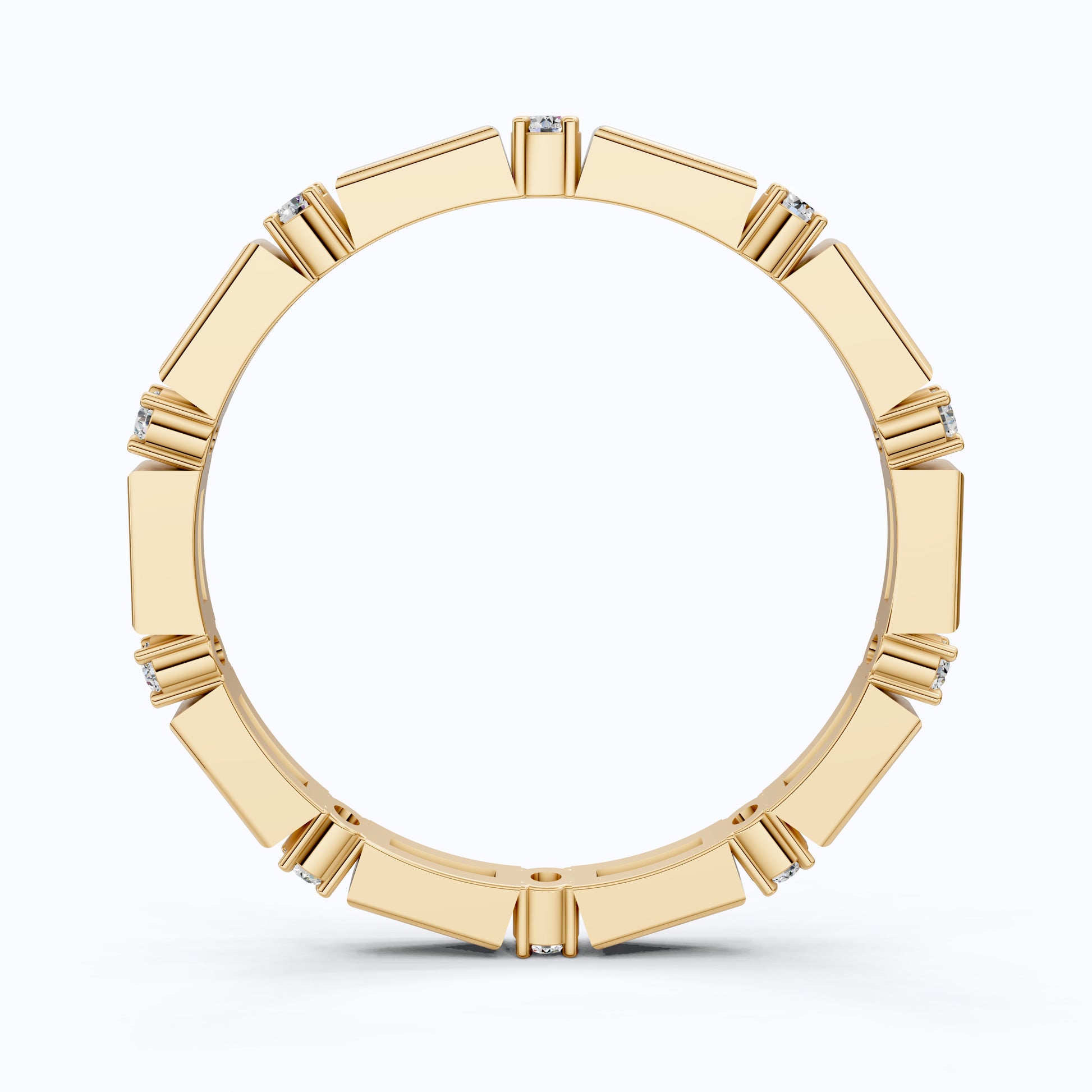 Geometric Eternity Wedding Band in 14k Solid Gold, 0.13 TCW Round Cut Diamonds, Stackable Wedding Ring Gift for Women, Simple Band