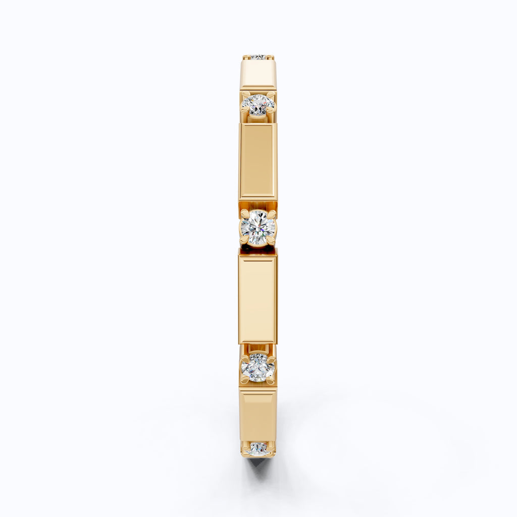 Geometric Eternity Wedding Band in 14k Solid Gold, 0.13 TCW Round Cut Diamonds, Stackable Wedding Ring Gift for Women, Simple Band
