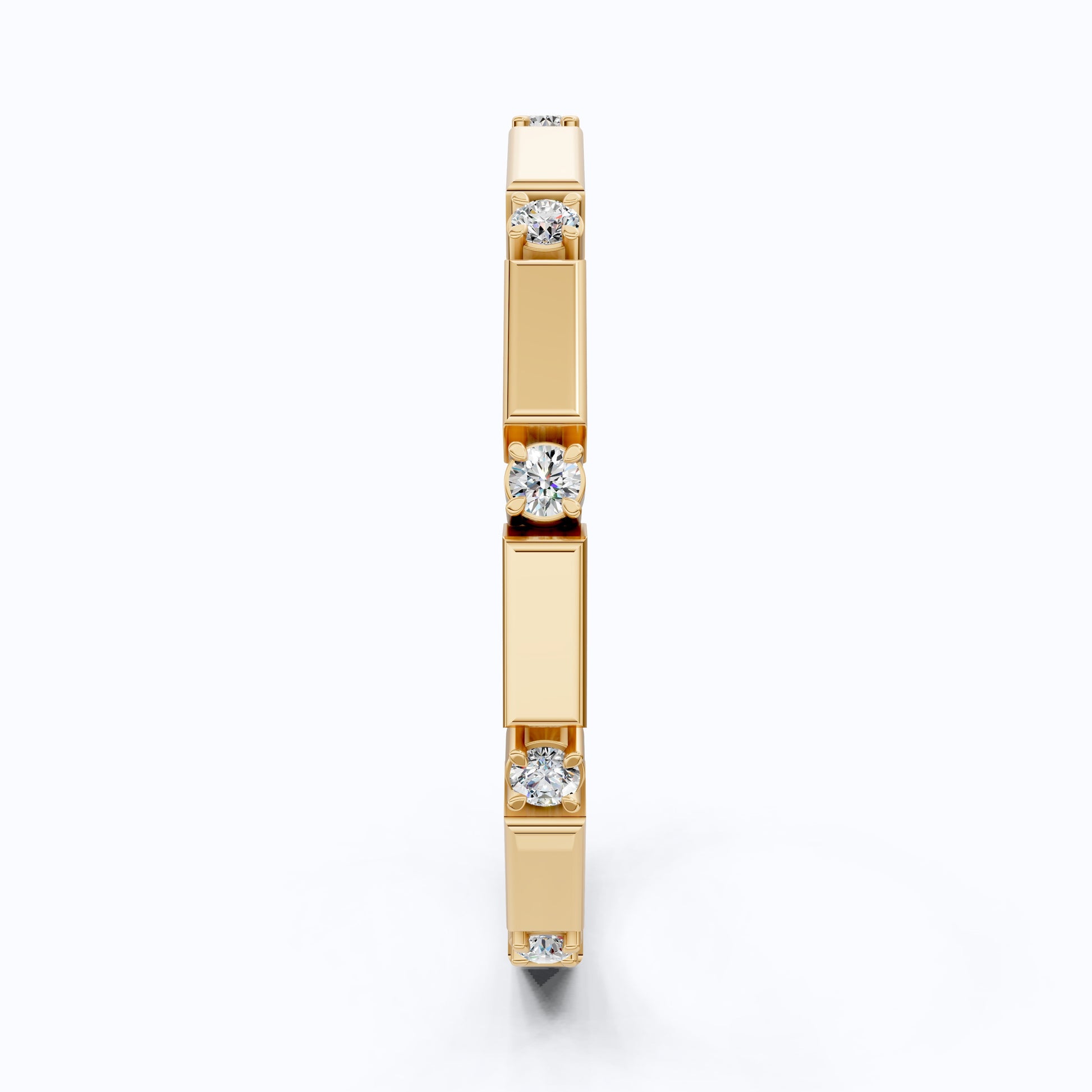 Geometric Eternity Wedding Band in 14k Solid Gold, 0.13 TCW Round Cut Diamonds, Stackable Wedding Ring Gift for Women, Simple Band