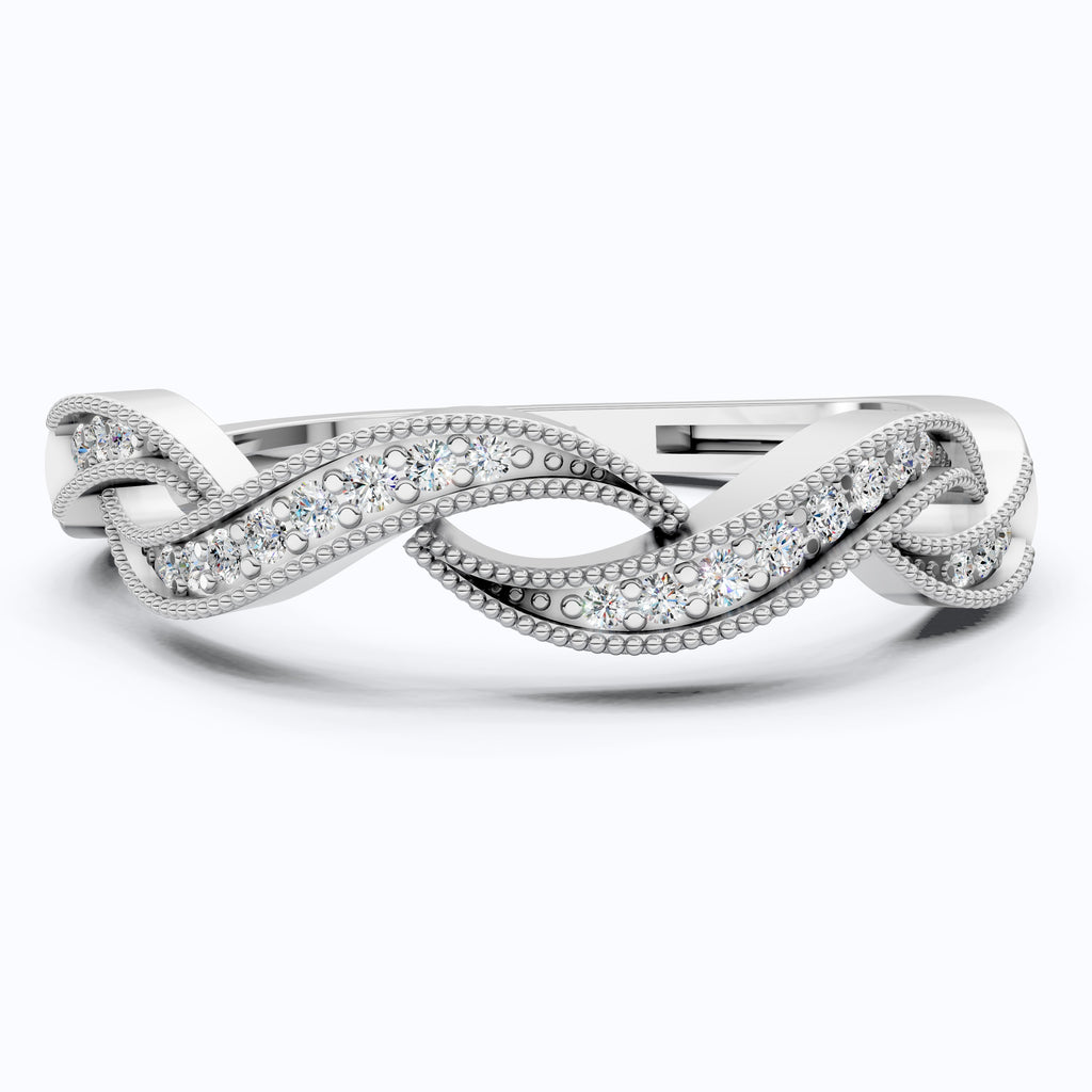 Twisted Milgrain Diamond Engagement Ring in 14k Solid Gold, Antique Style Braided Twist Wedding Ring, Handmade Jewelry