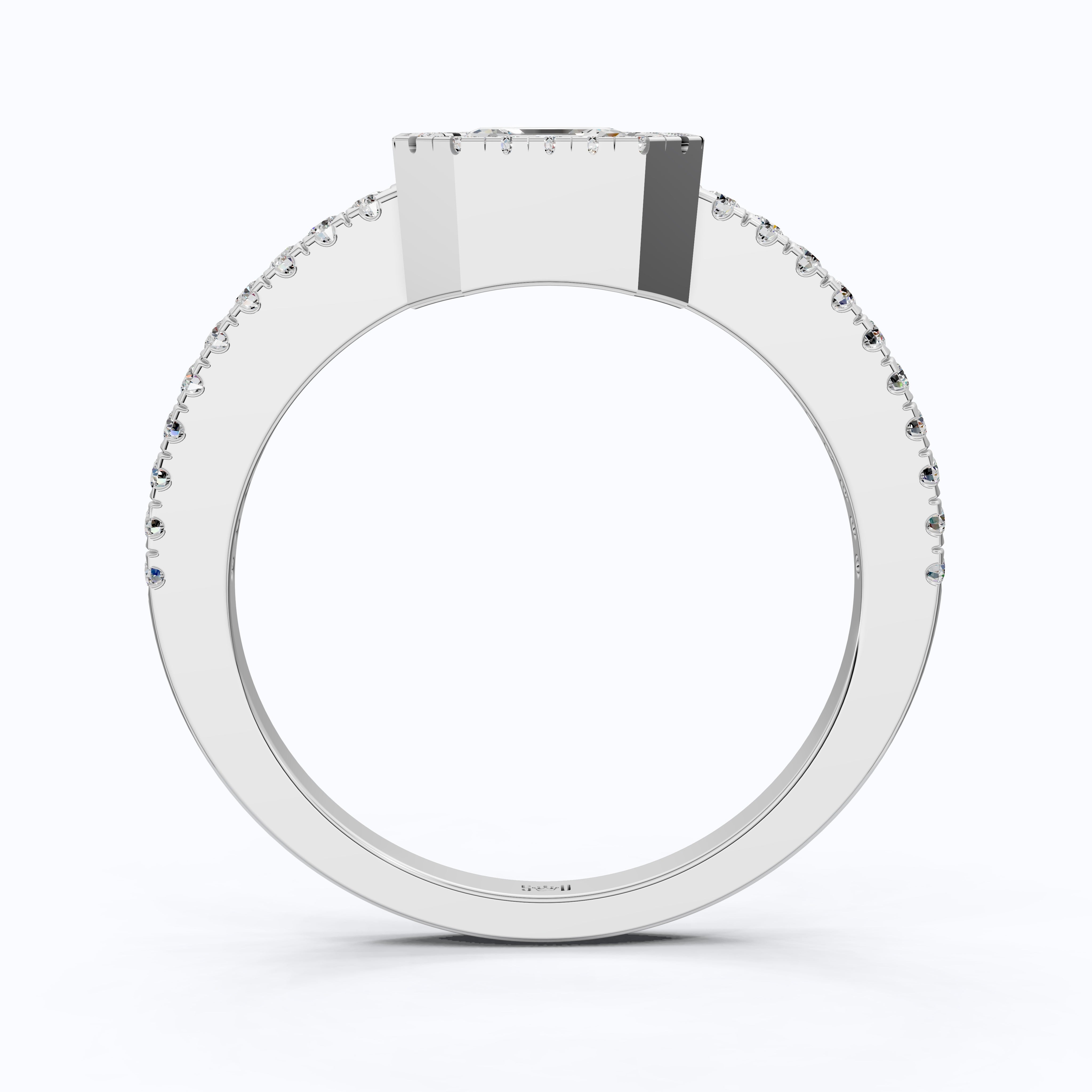 Square Halo Pave Engagement Ring in 14K Solid Gold, 1.00 CT Asscher Cut Lab Grown Diamond, Anniversary Gift For Her, Everyday Jewelry