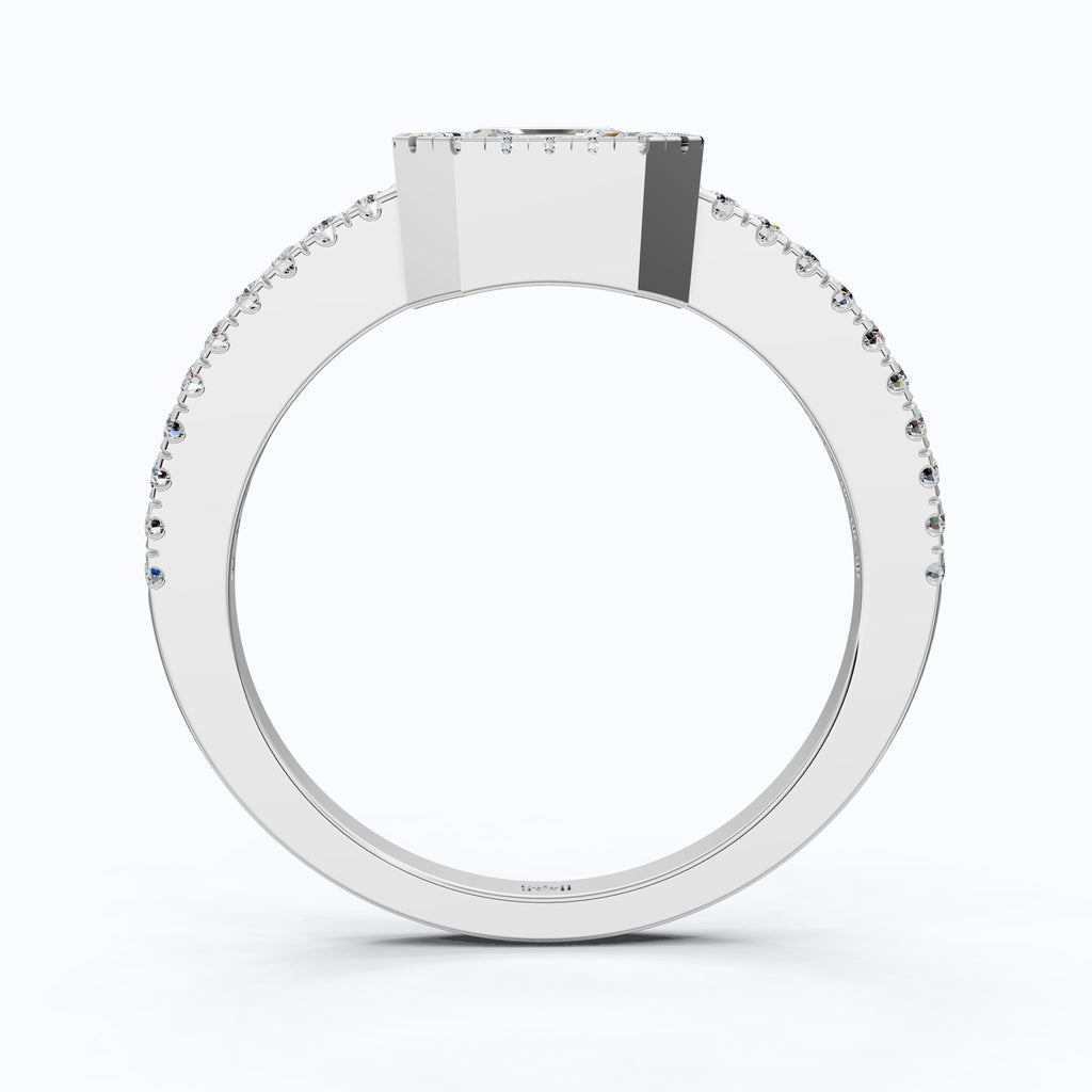 Square Halo Pave Engagement Ring in 14K Solid Gold, 1.00 CT Asscher Cut Lab Grown Diamond, Anniversary Gift For Her, Everyday Jewelry