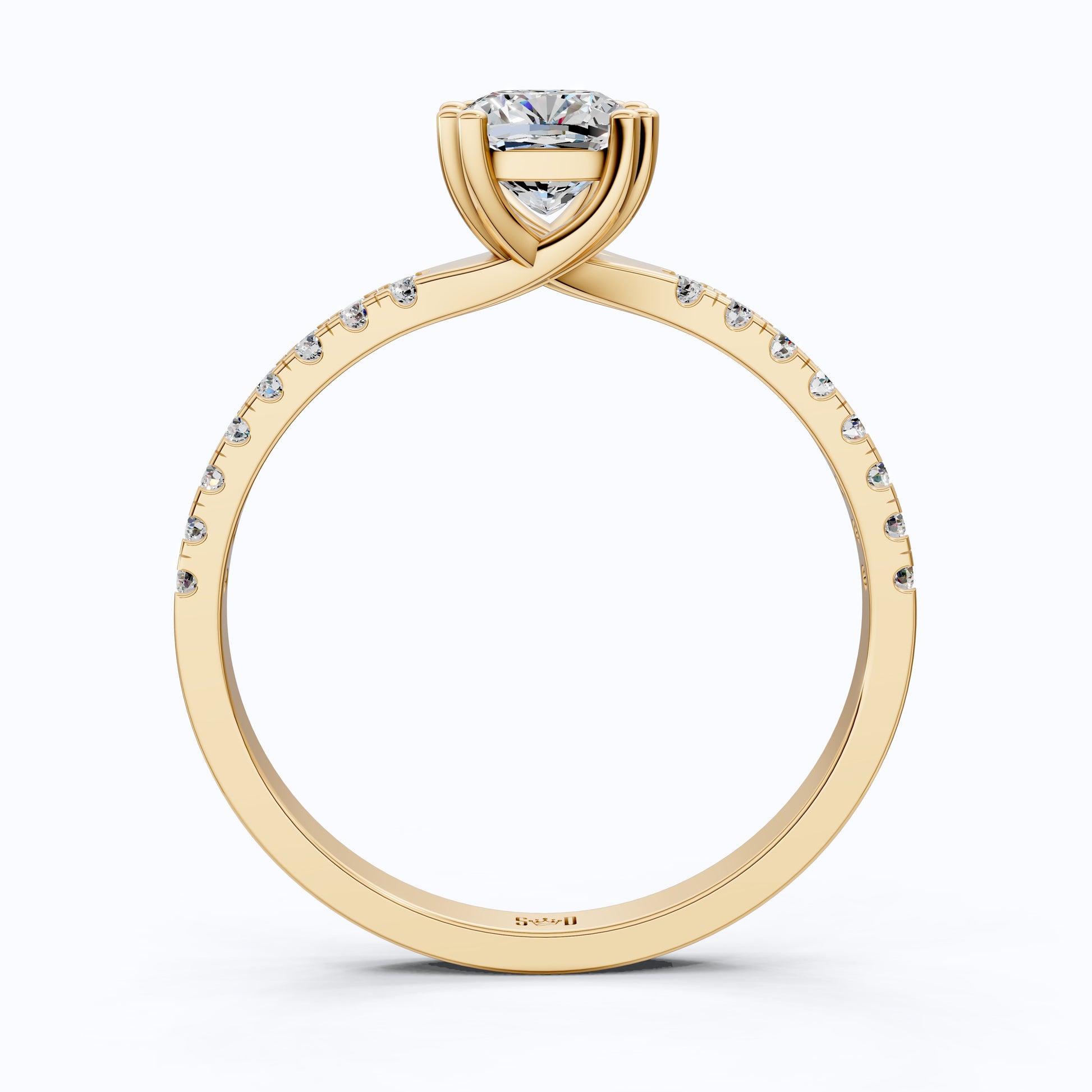 Modern Double Prong Pave Engagement Ring in 14K Solid Gold, 1.00 CT Cushion Cut Lab Created Diamond, Wedding Gift for Her