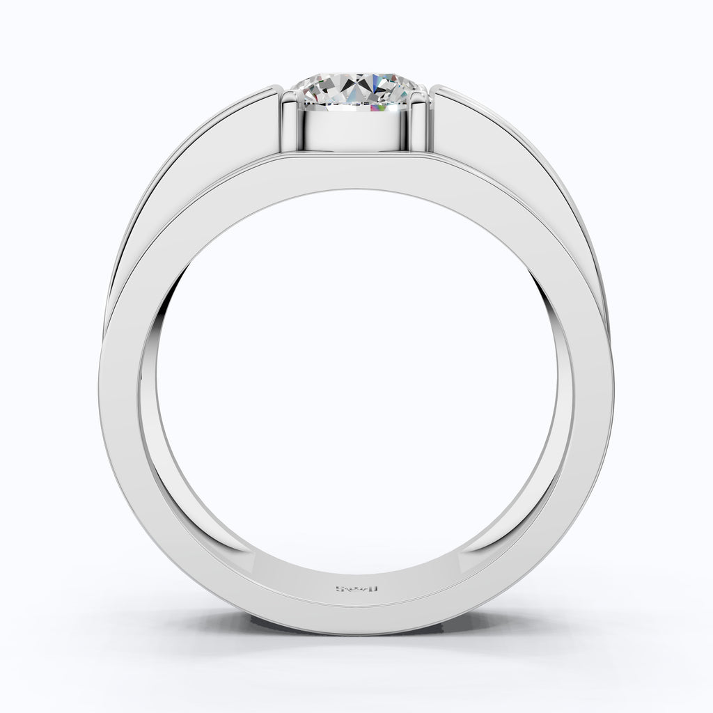 Round Diamond Men's Wedding Ring In Prong Set, Wedding Ring For Him
