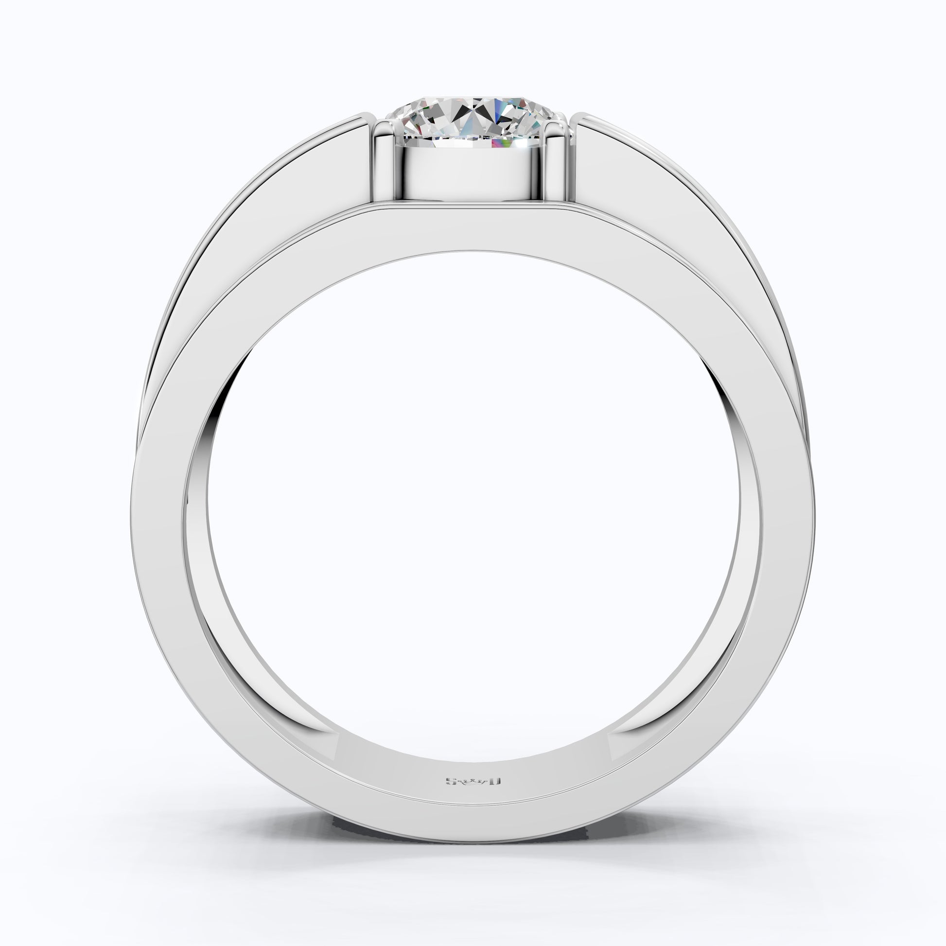 Round Diamond Men's Wedding Ring In Prong Set, Wedding Ring For Him