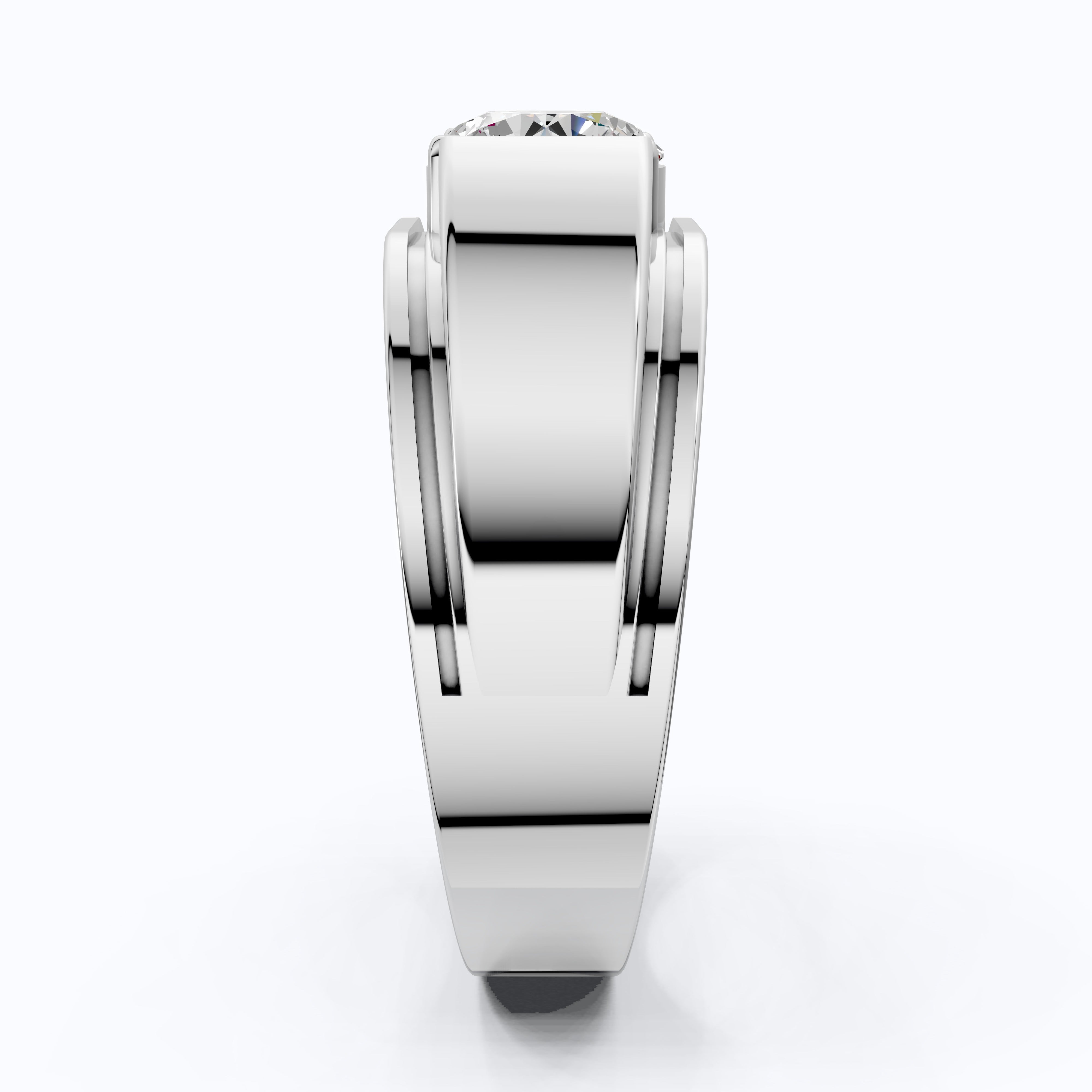 Round Diamond Men's Wedding Ring In Prong Set, Wedding Ring For Him