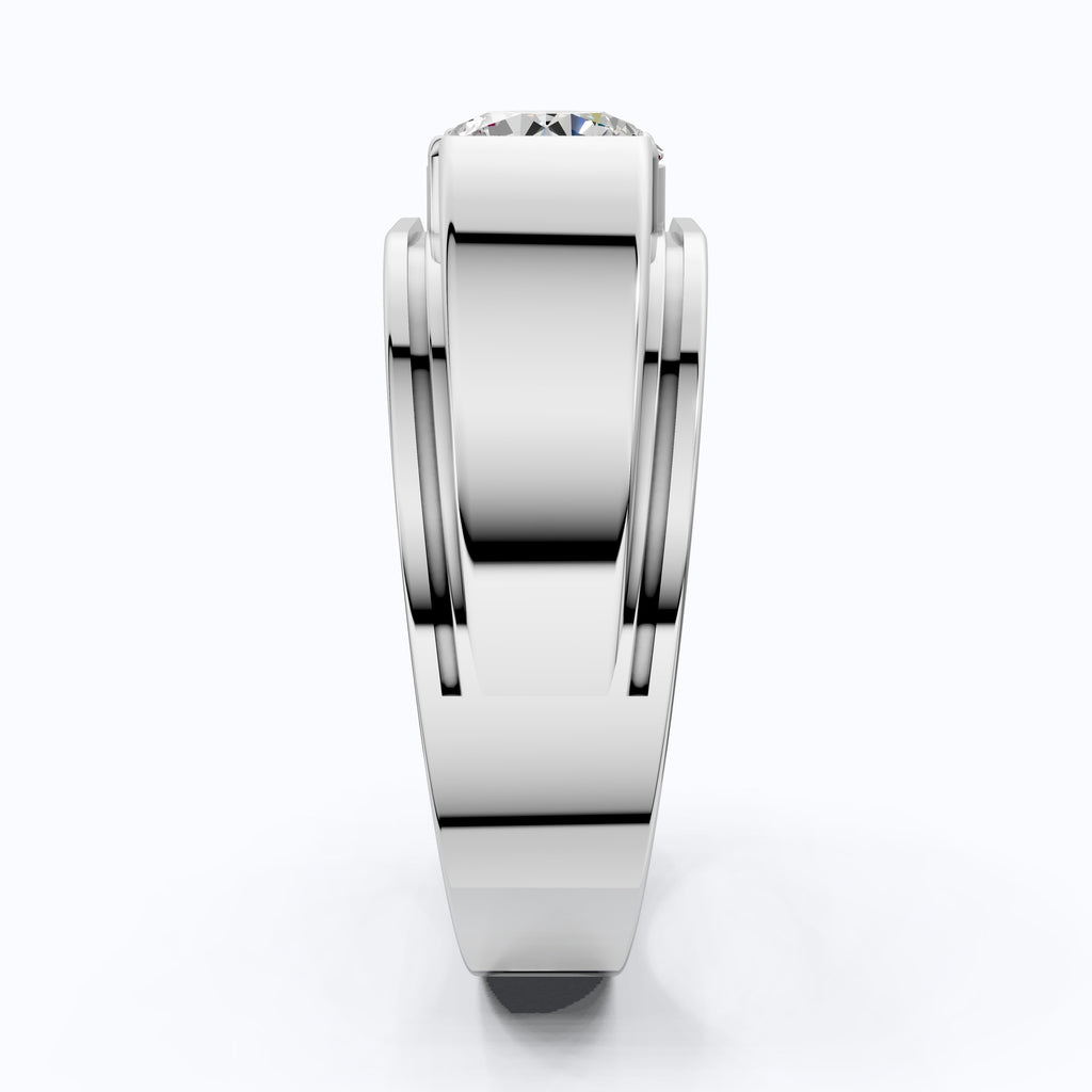 Round Diamond Men's Wedding Ring In Prong Set, Wedding Ring For Him