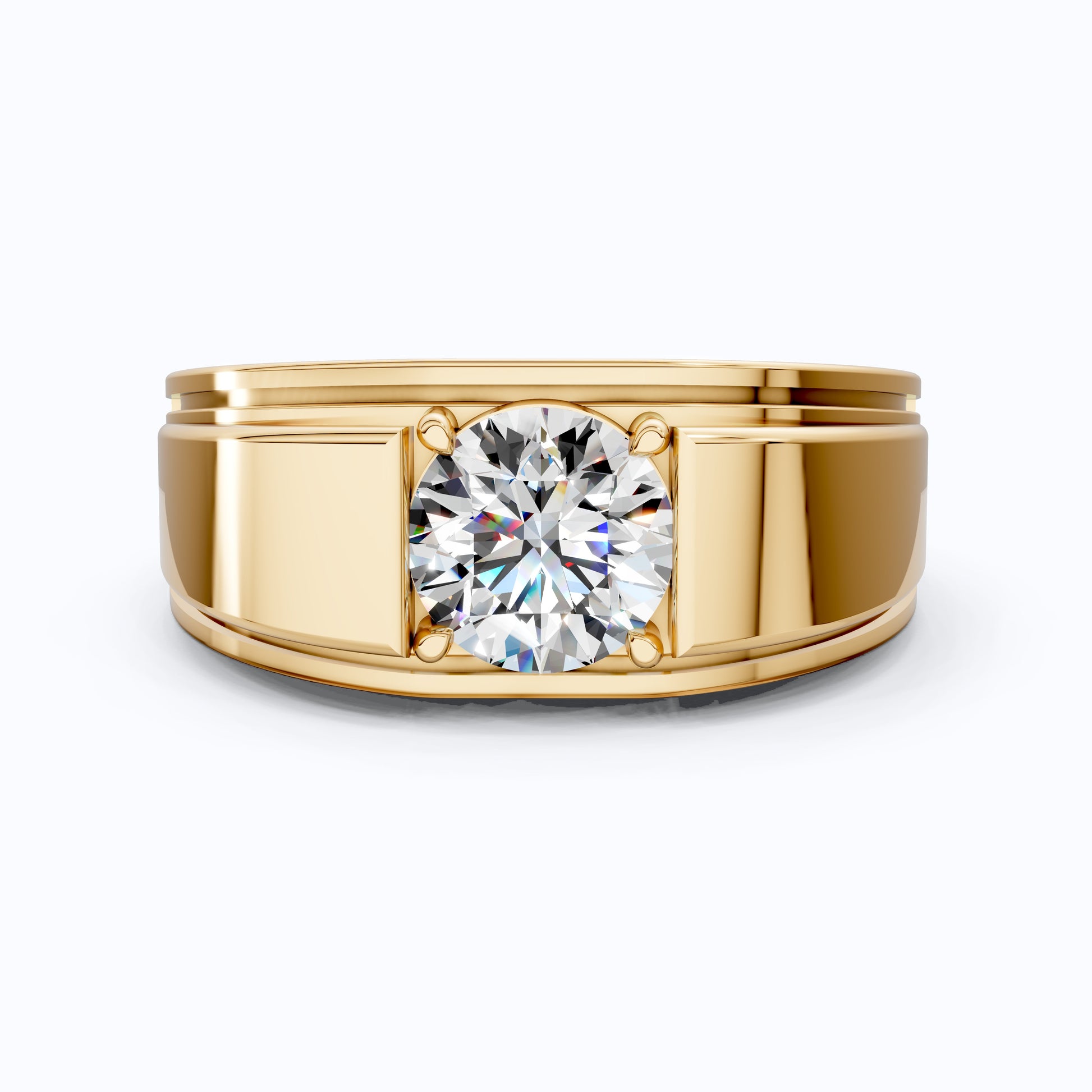 Round Diamond Men's Wedding Ring In Prong Set, Wedding Ring For Him
