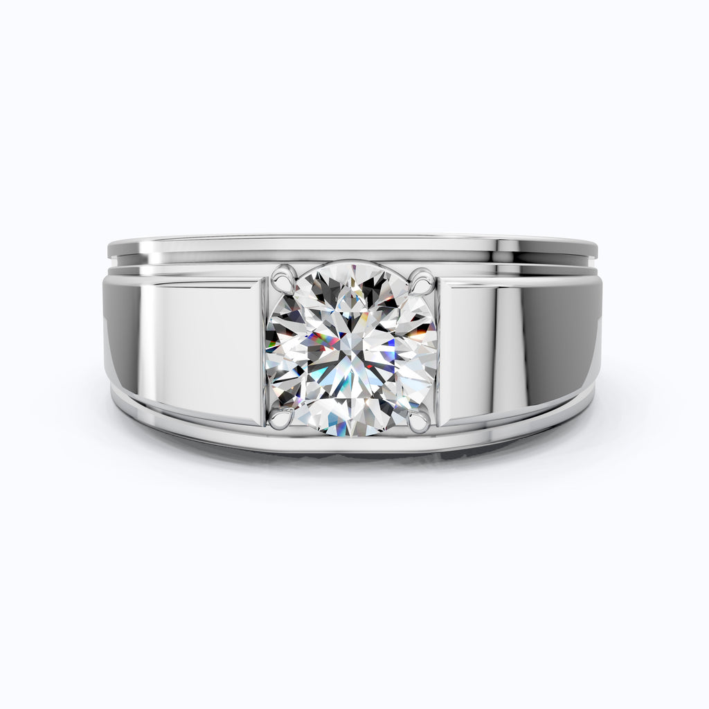 Round Diamond Men's Wedding Ring In Prong Set, Wedding Ring For Him