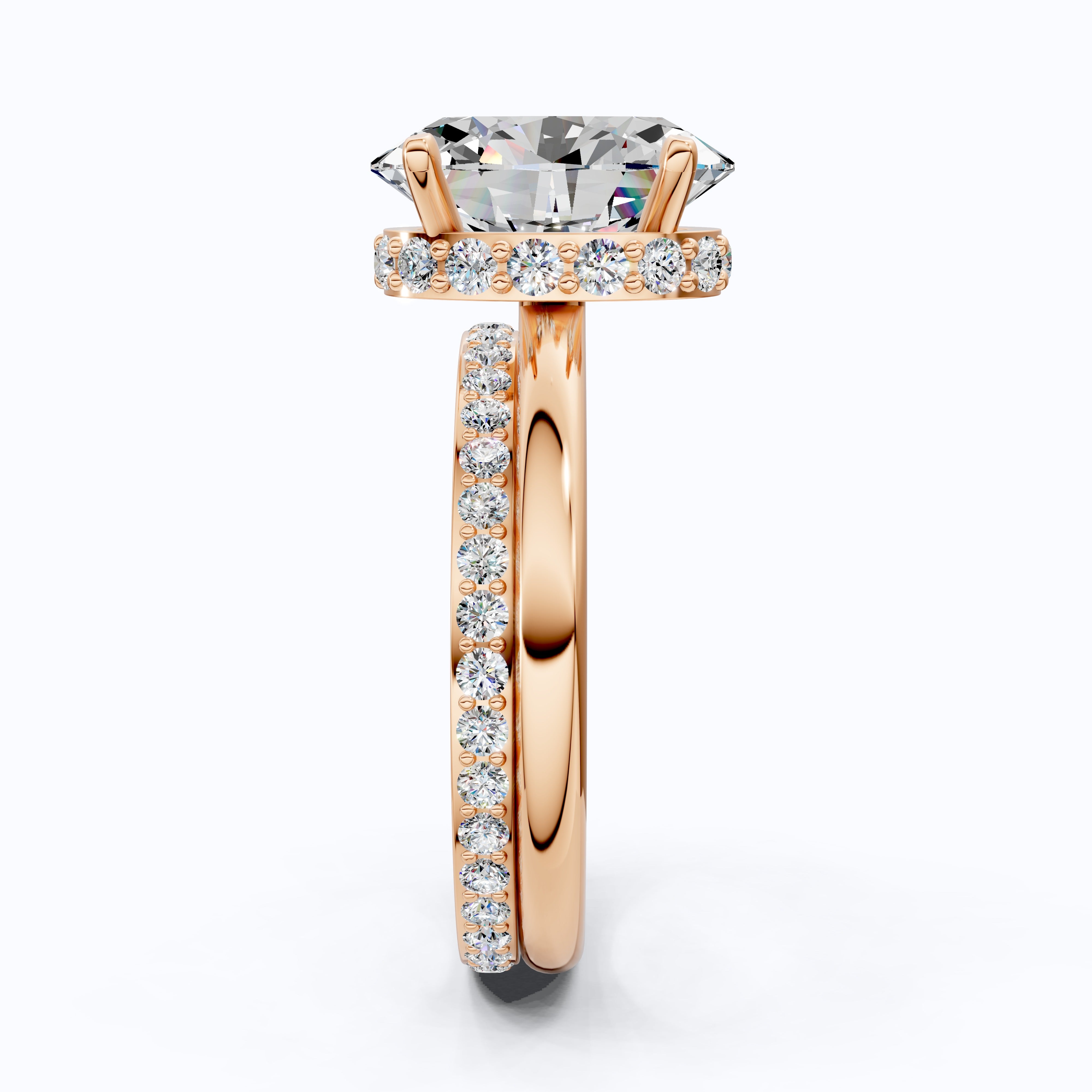 14k Solid Gold Oval Solitaire Ring with Full Eternity Band, 2.50 CT Oval Cut Lab Grown Diamond, Bridal Ring Set For Women, Handmade Jewelry