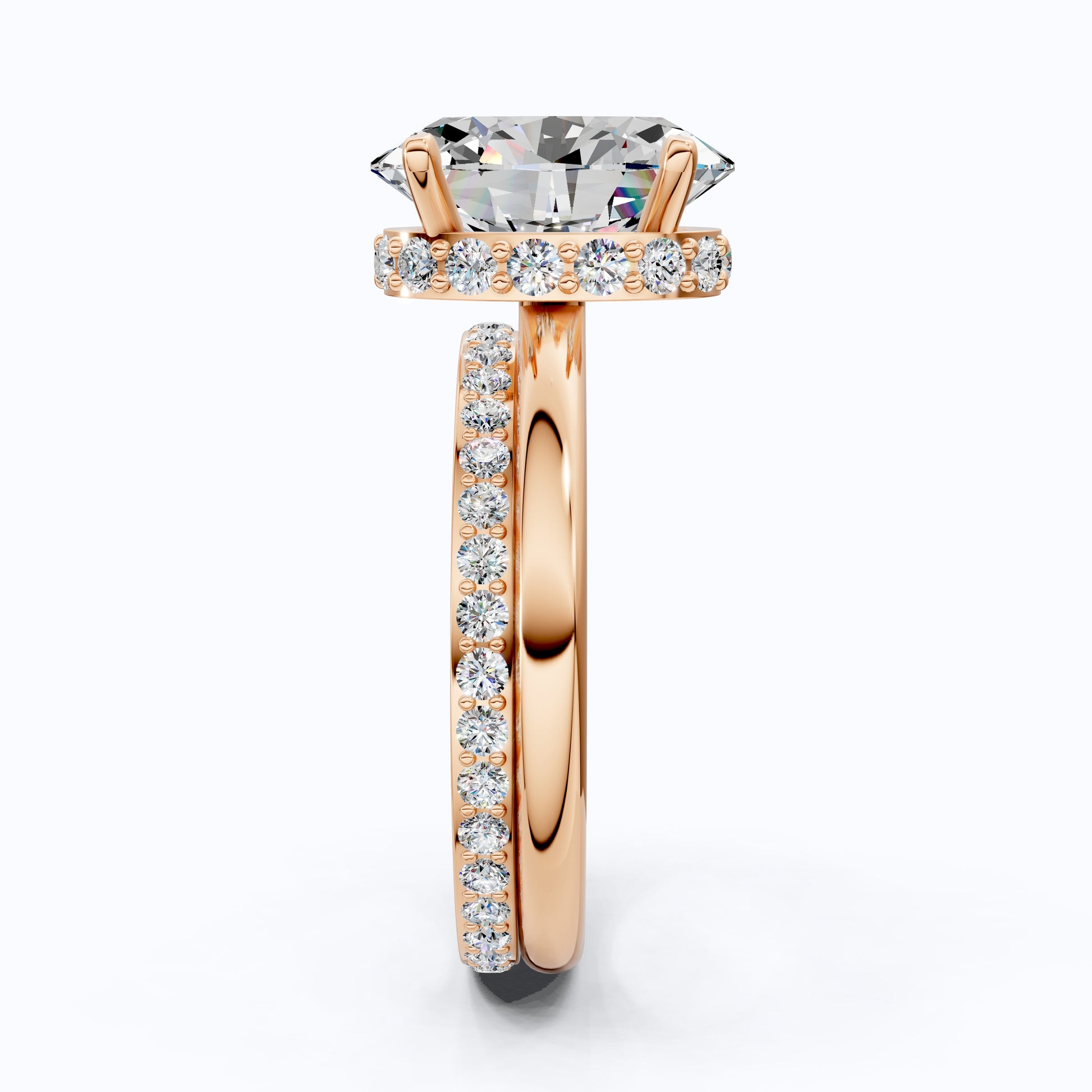 14k Solid Gold Oval Solitaire Ring with Full Eternity Band, 2.50 CT Oval Cut Lab Grown Diamond, Bridal Ring Set For Women, Handmade Jewelry