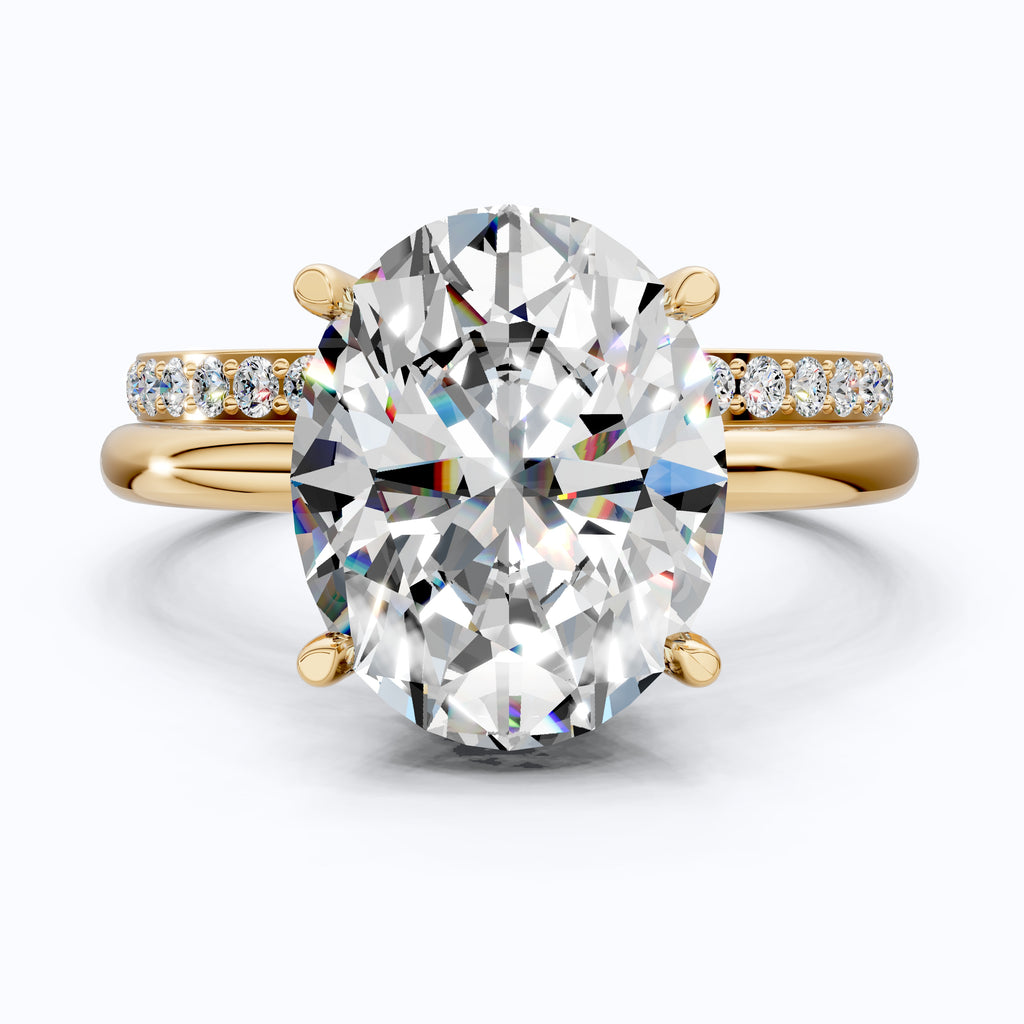 14k Solid Gold Oval Solitaire Ring with Full Eternity Band, 2.50 CT Oval Cut Lab Grown Diamond, Bridal Ring Set For Women, Handmade Jewelry