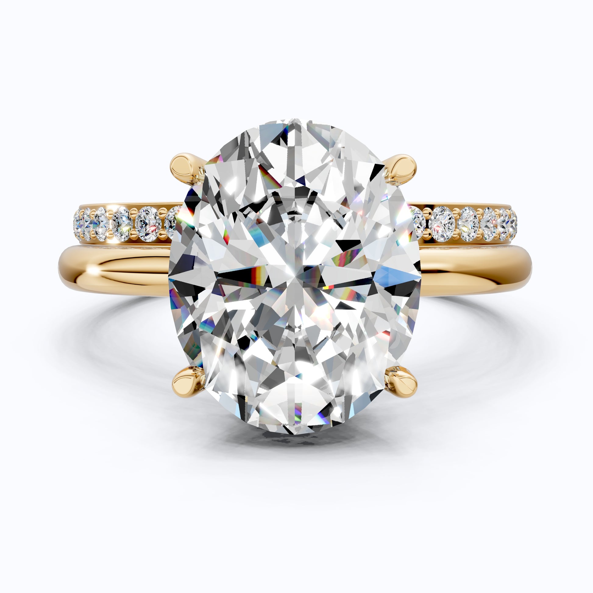 14k Solid Gold Oval Solitaire Ring with Full Eternity Band, 2.50 CT Oval Cut Lab Grown Diamond, Bridal Ring Set For Women, Handmade Jewelry