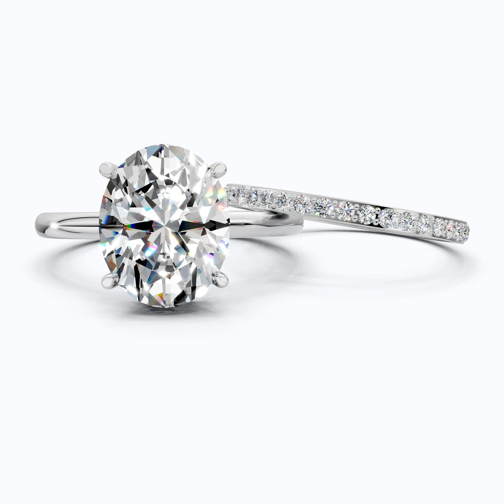 14k Solid Gold Oval Solitaire Ring with Full Eternity Band, 2.50 CT Oval Cut Lab Grown Diamond, Bridal Ring Set For Women, Handmade Jewelry