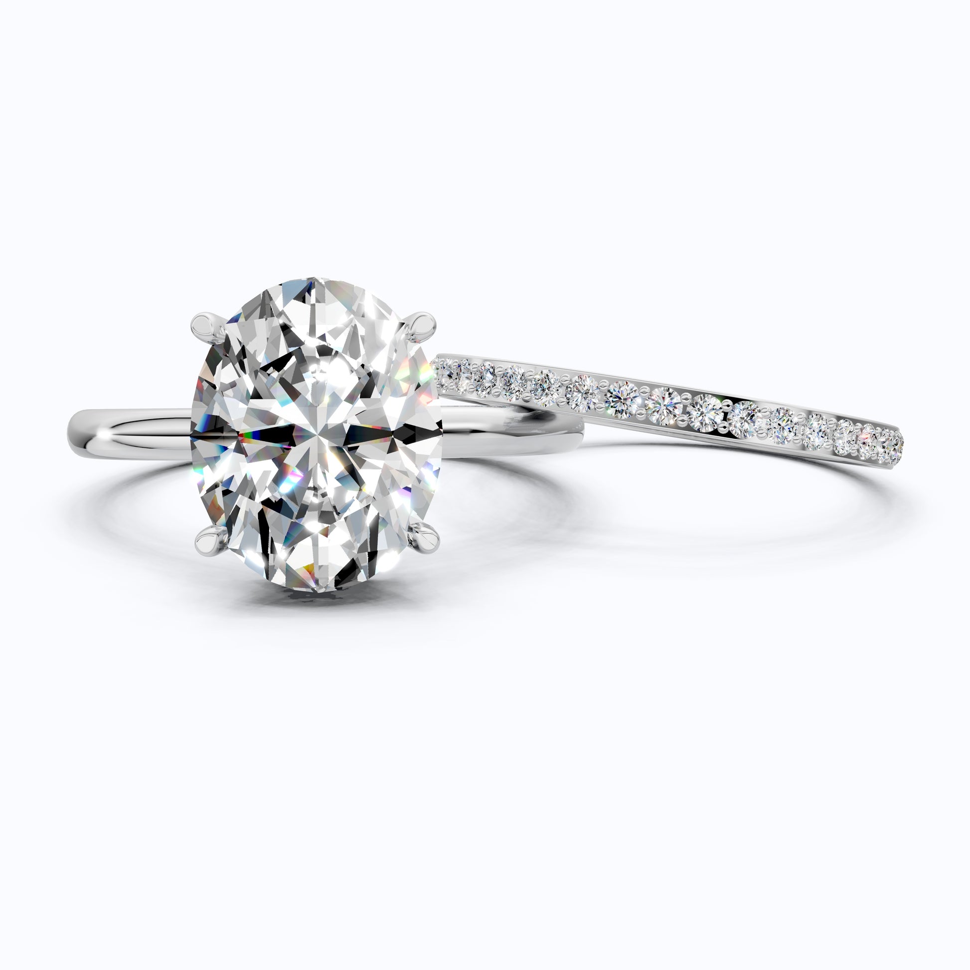 14k Solid Gold Oval Solitaire Ring with Full Eternity Band, 2.50 CT Oval Cut Lab Grown Diamond, Bridal Ring Set For Women, Handmade Jewelry