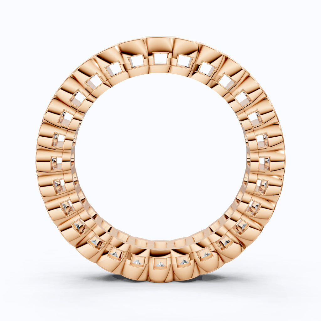 Minimalist Bezel Full Eternity Wedding Band in 14k Solid Gold, 1.85 TCW Round Cut Lab Grown Diamonds, Birthday Gift for Her, Christmas Gift