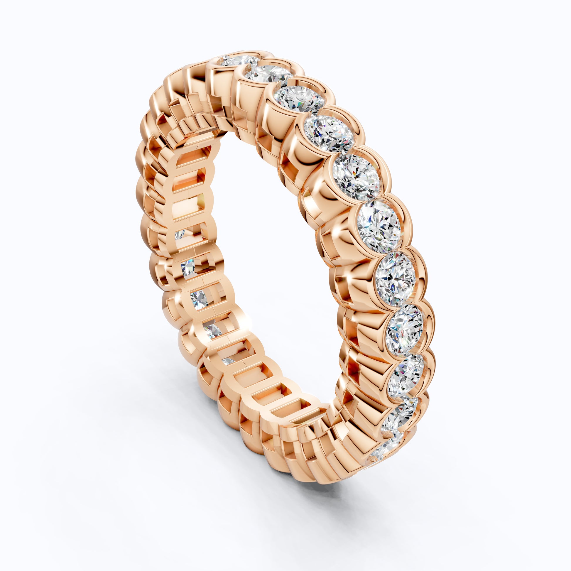 Minimalist Bezel Full Eternity Wedding Band in 14k Solid Gold, 1.85 TCW Round Cut Lab Grown Diamonds, Birthday Gift for Her, Christmas Gift