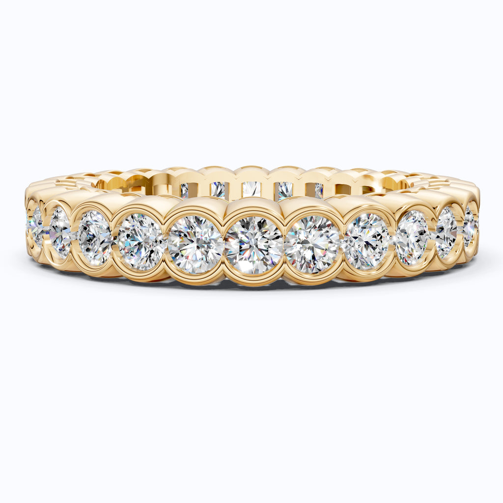 Minimalist Bezel Full Eternity Wedding Band in 14k Solid Gold, 1.85 TCW Round Cut Lab Grown Diamonds, Birthday Gift for Her, Christmas Gift