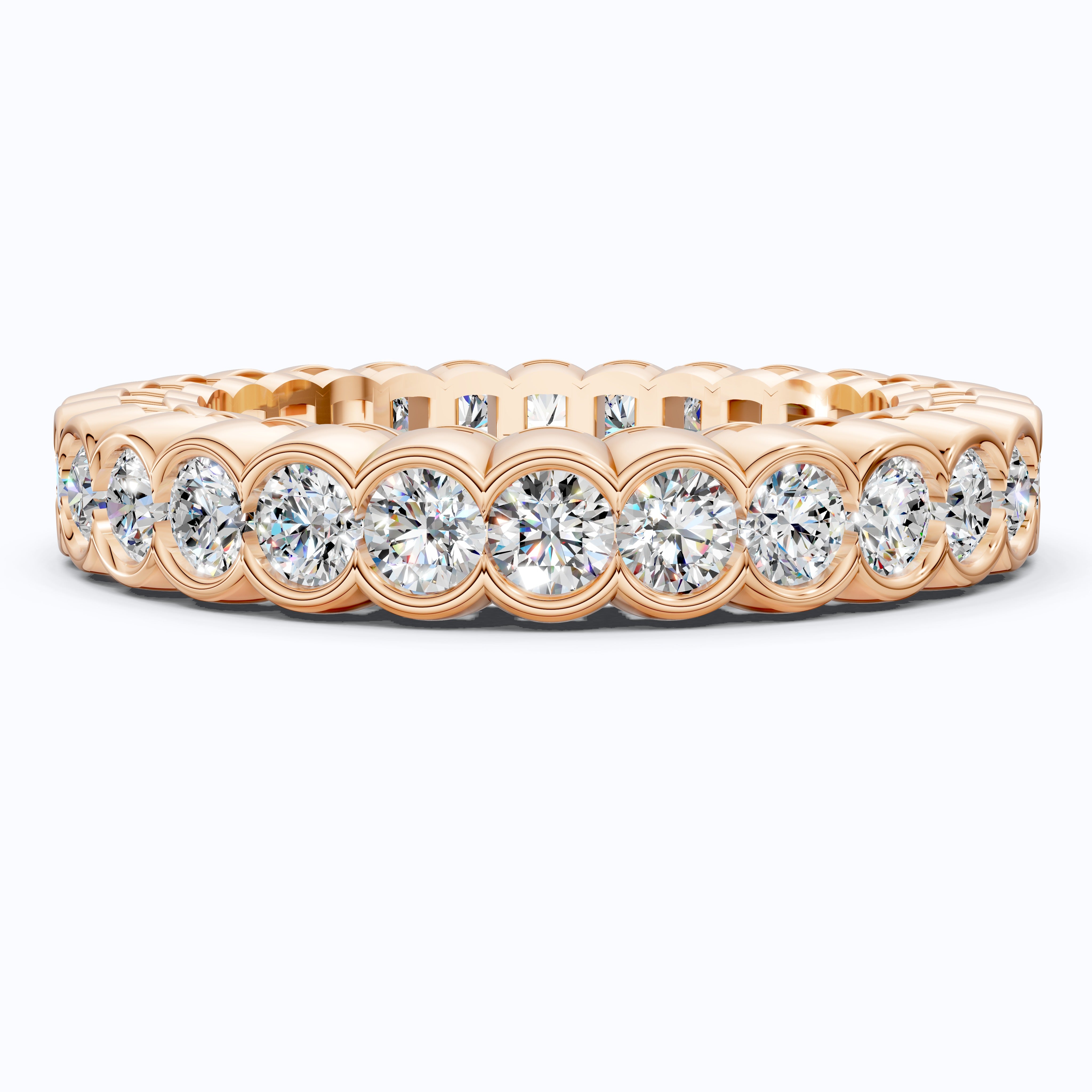 Minimalist Bezel Full Eternity Wedding Band in 14k Solid Gold, 1.85 TCW Round Cut Lab Grown Diamonds, Birthday Gift for Her, Christmas Gift
