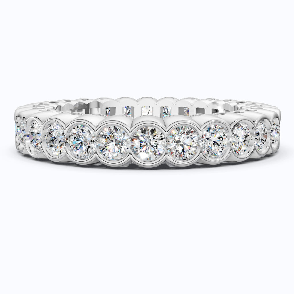 Minimalist Bezel Full Eternity Wedding Band in 14k Solid Gold, 1.85 TCW Round Cut Lab Grown Diamonds, Birthday Gift for Her, Christmas Gift