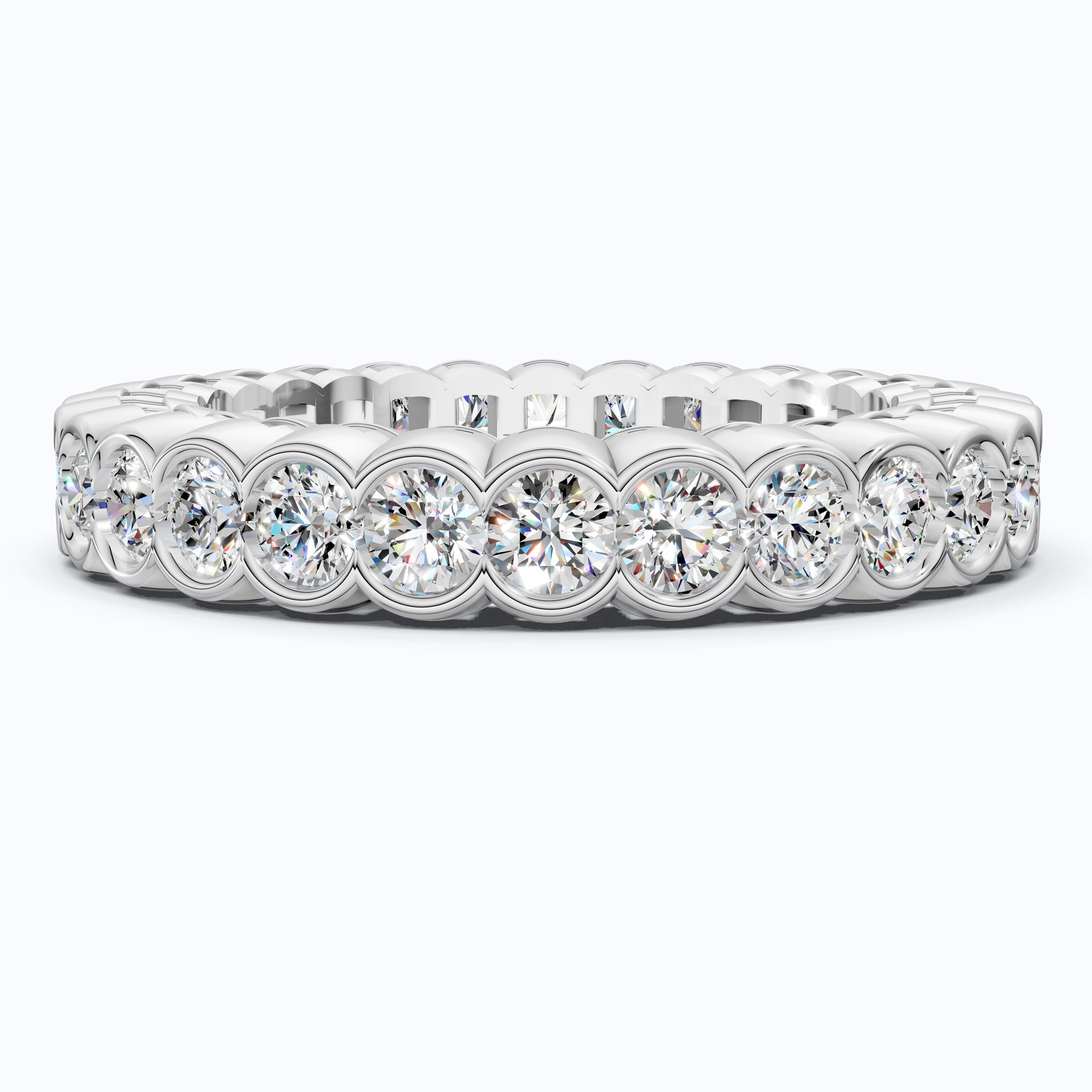 Minimalist Bezel Full Eternity Wedding Band in 14k Solid Gold, 1.85 TCW Round Cut Lab Grown Diamonds, Birthday Gift for Her, Christmas Gift