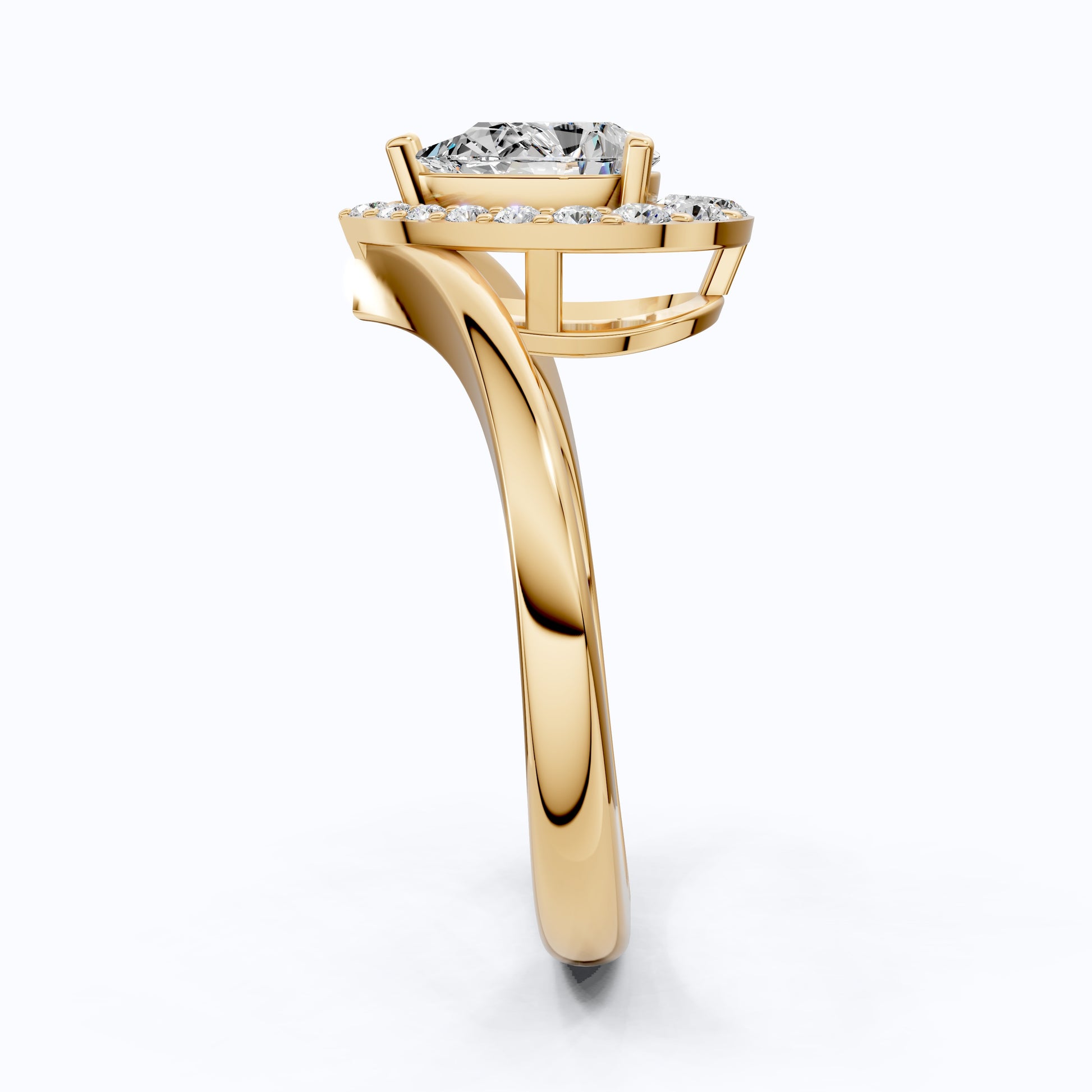Teardrop Halo Split Shank Ring in Solid 14k Gold or Sterling Silver Engagement Ring Gift for Wife, Wedding Gift For Women