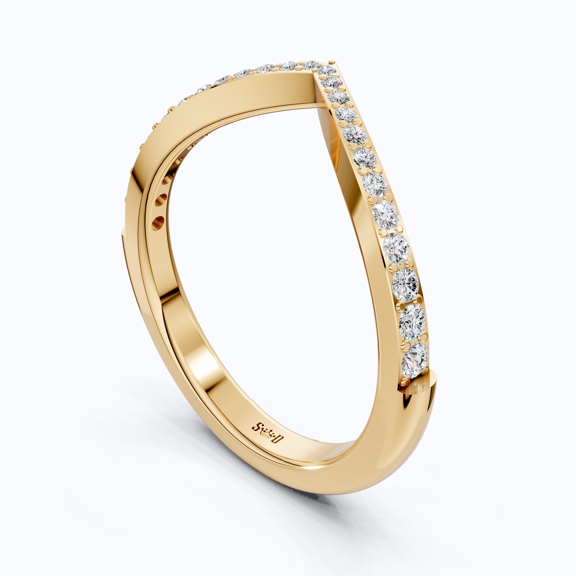 Curved Half Eternity Wedding Band For Women