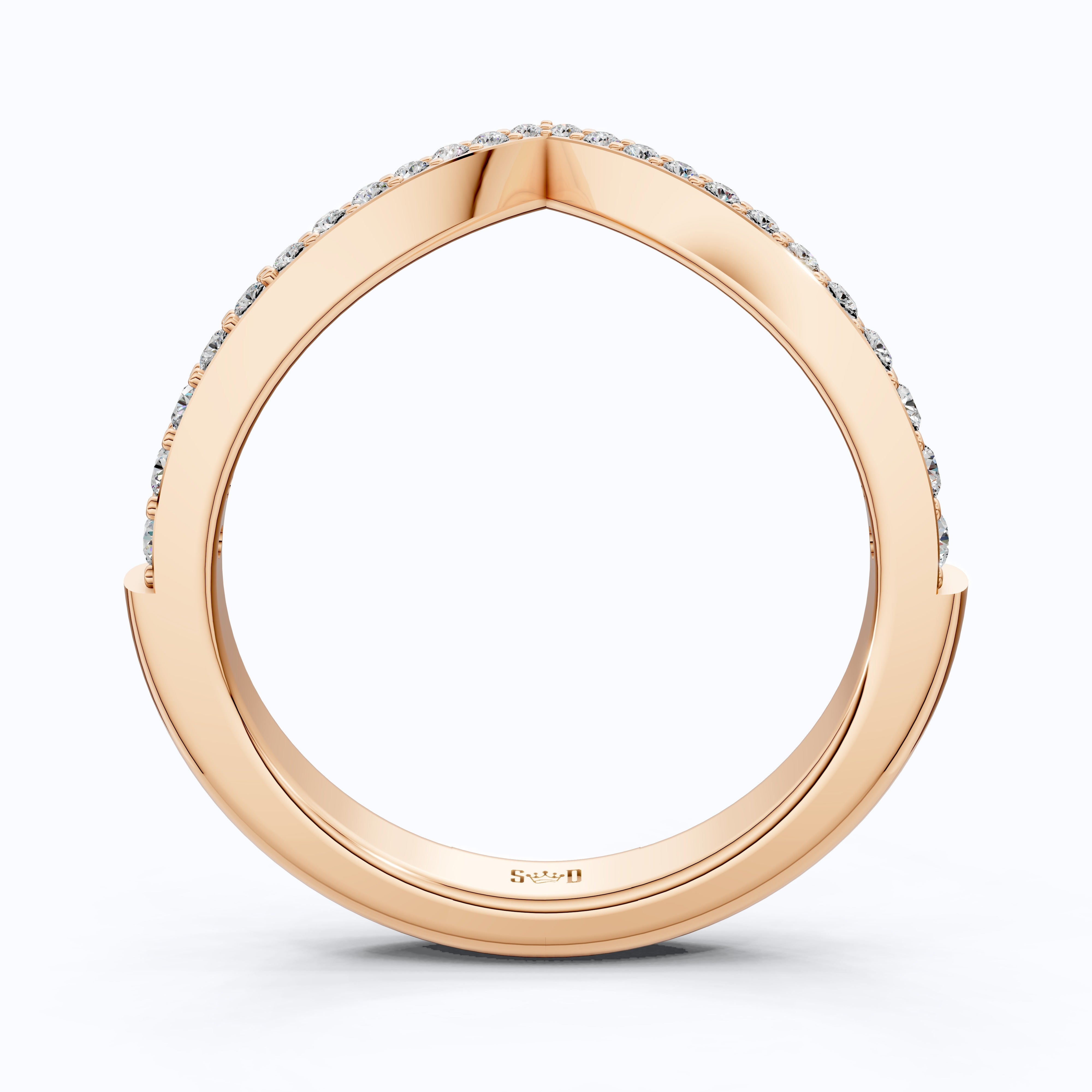 Curved Half Eternity Wedding Band For Women