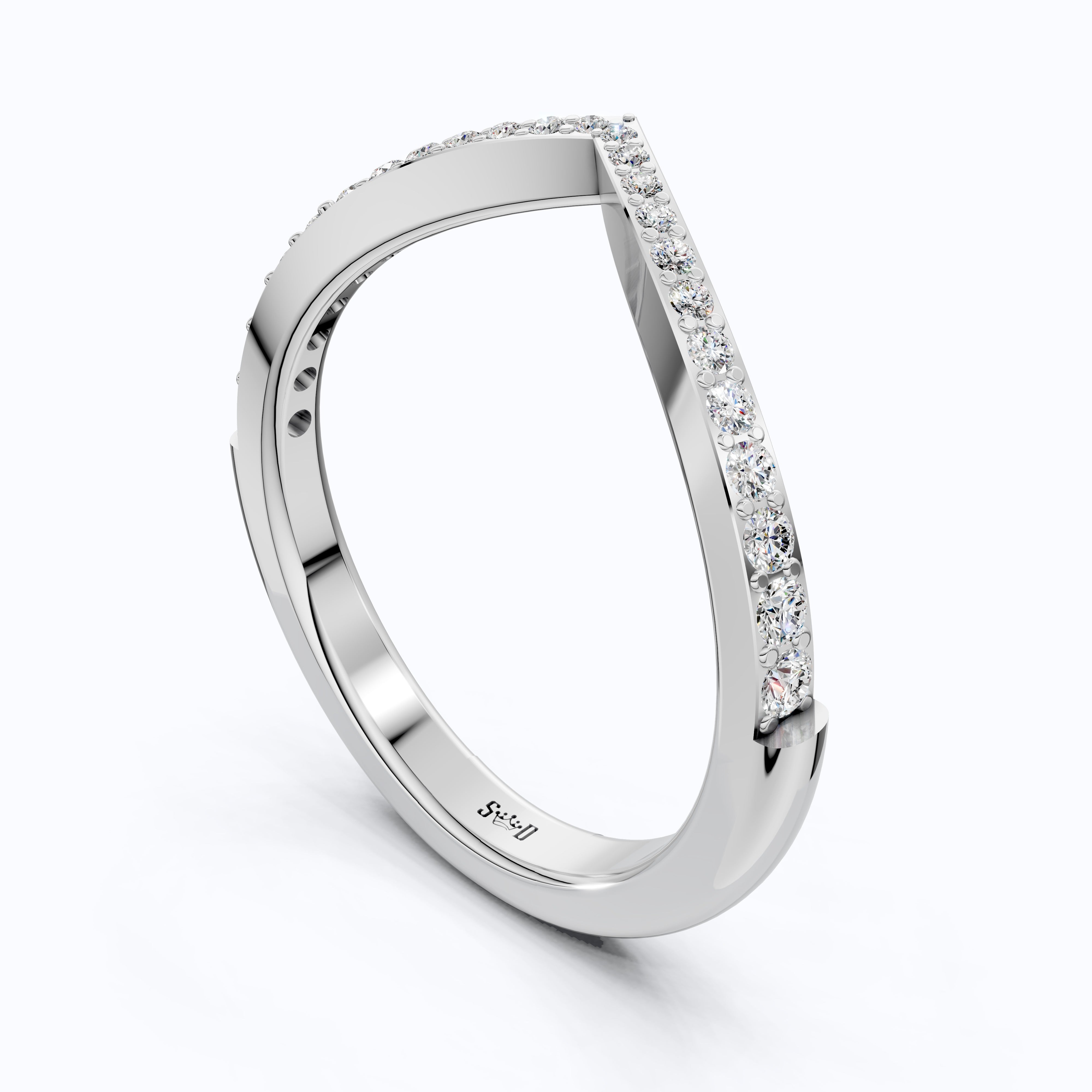 Curved Half Eternity Wedding Band For Women