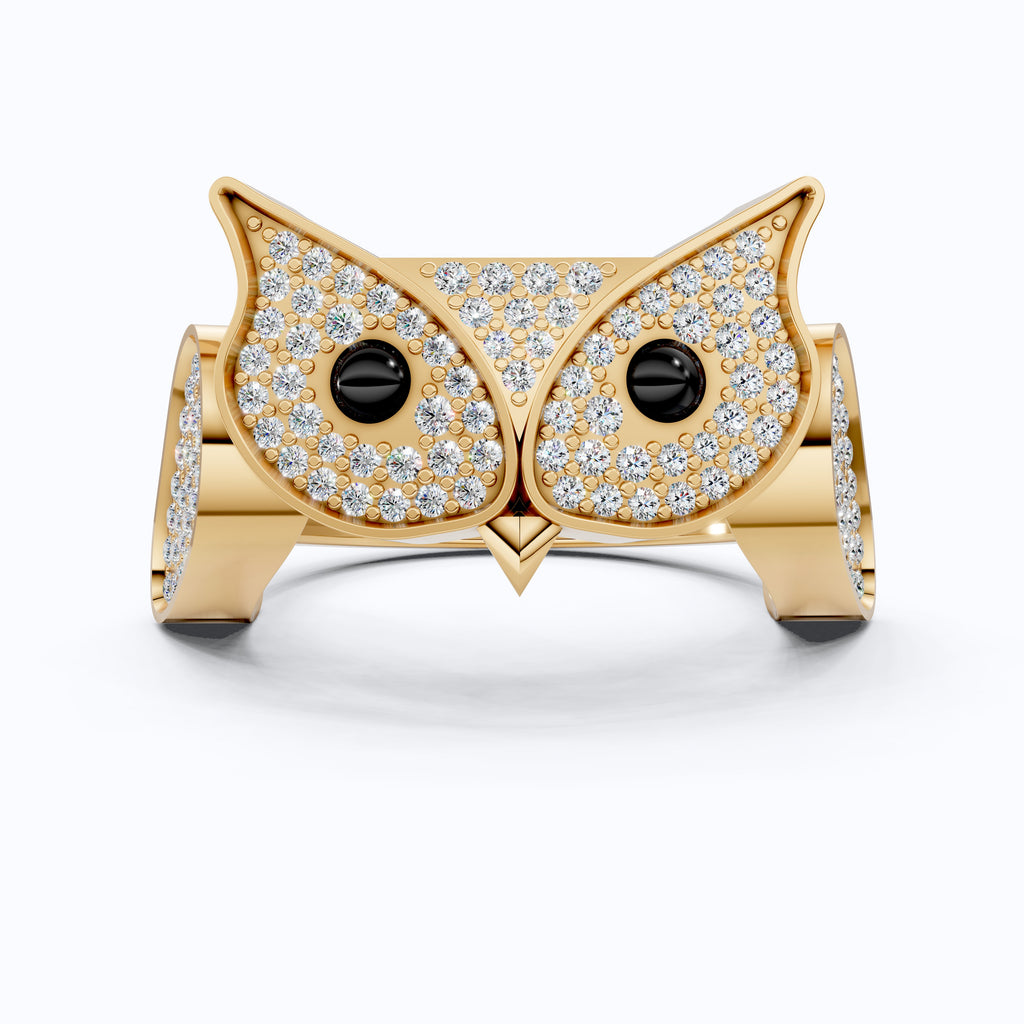 Unique Owl Bird Hip-Hop Wedding Ring, Iced Out Jewelry