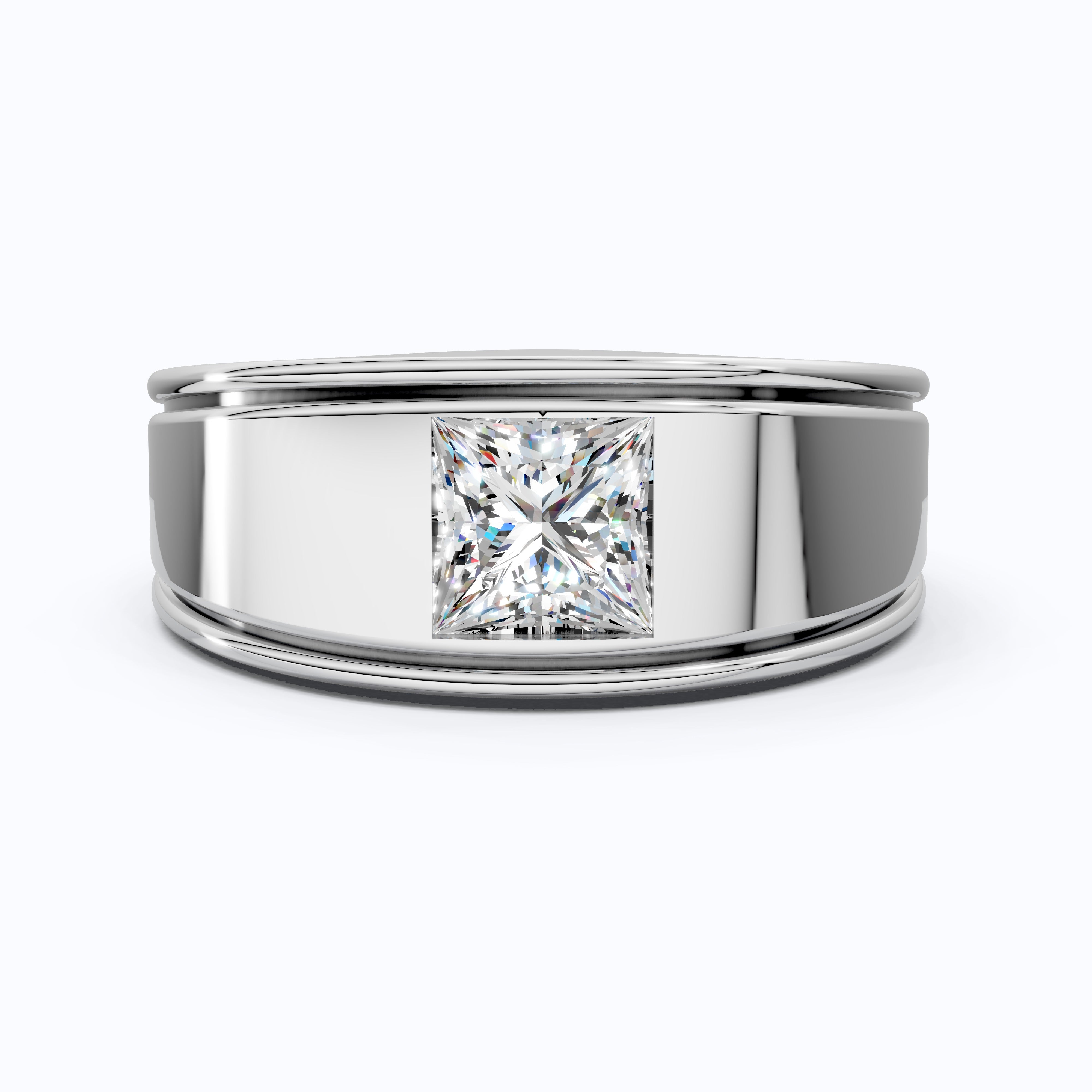 Princess Cut Lab Created Diamond Men's Engagement Ring, Wedding Gift For Him