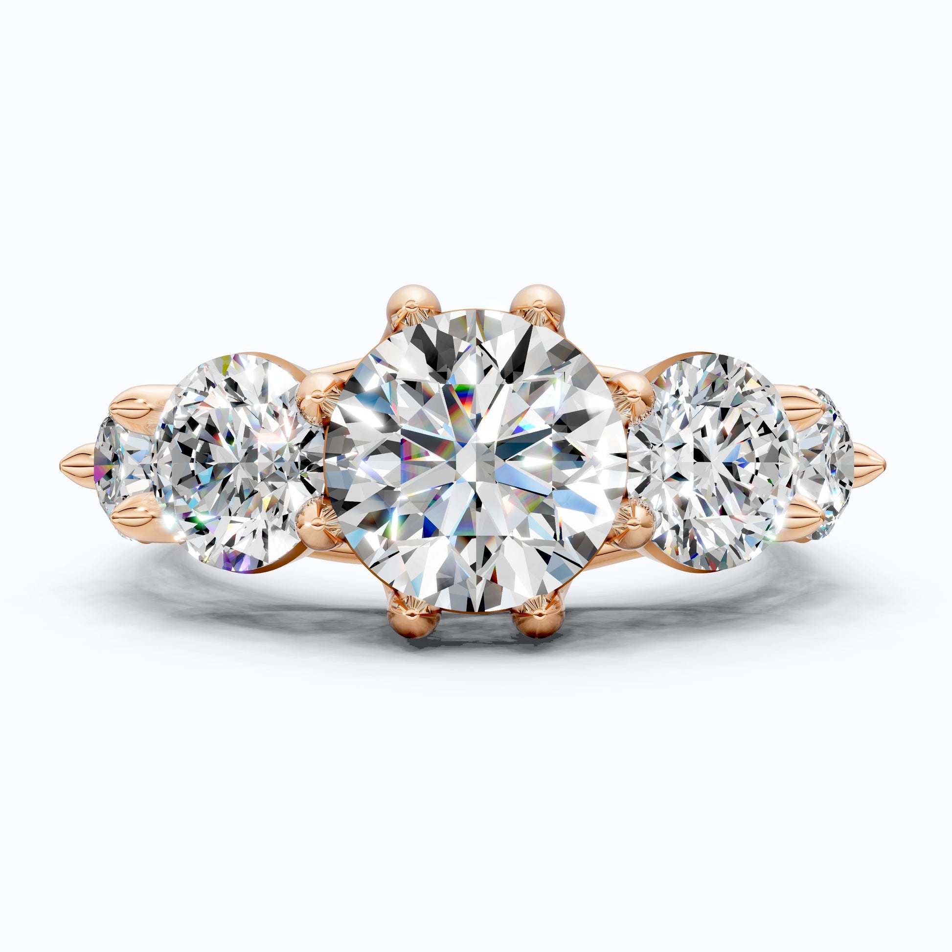 Graduated Five Stone Round Trellis Engagement Ring in 14k Solid Gold, 4.40 TCW Round Cut Lab Grown Diamonds, Handmade Wedding Gift For Women
