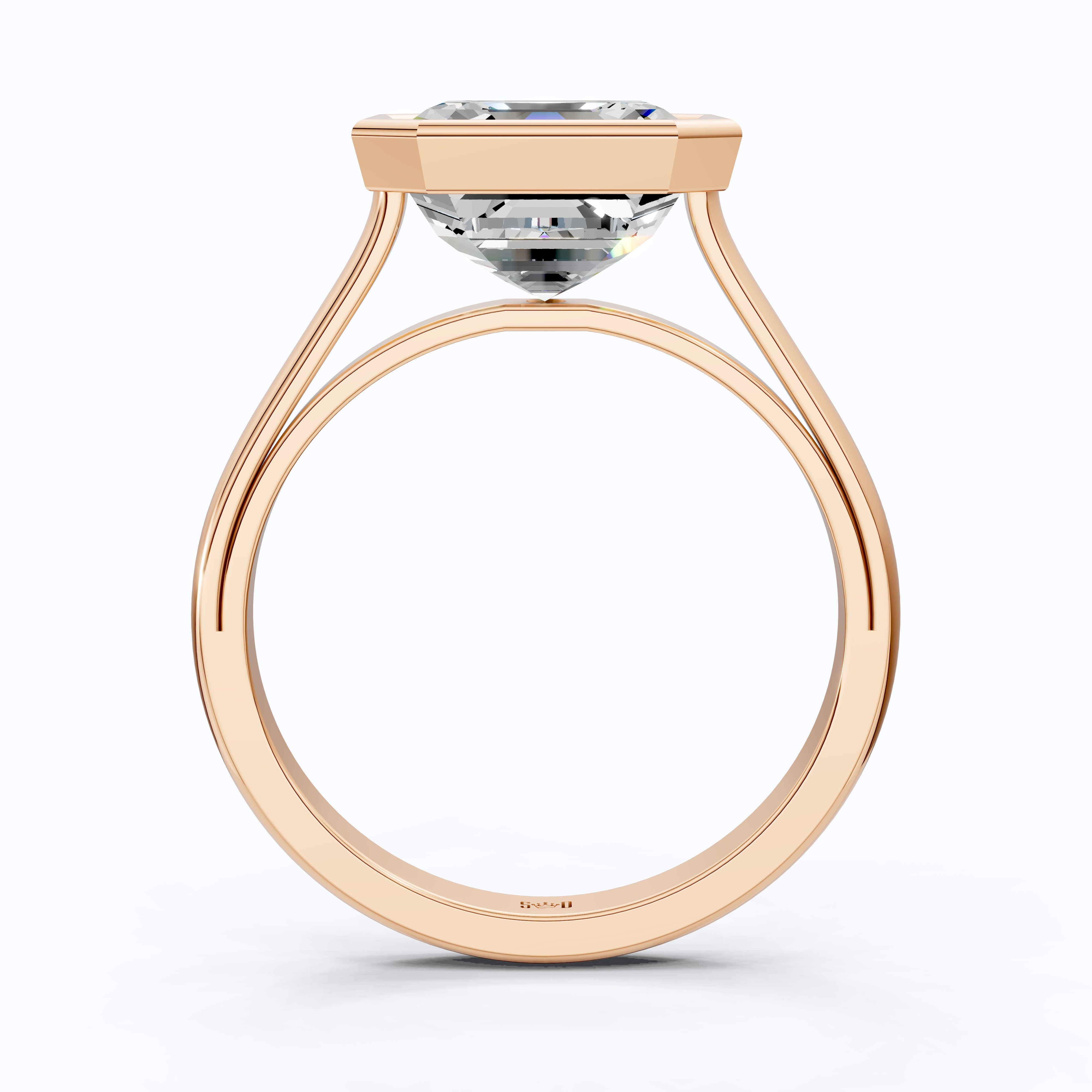 Asscher Cut Bezel Set Solitaire Engagement Ring in Moissanite or Lab Grown Diamond – Solid 14k Gold or Silver, Gift for Wife